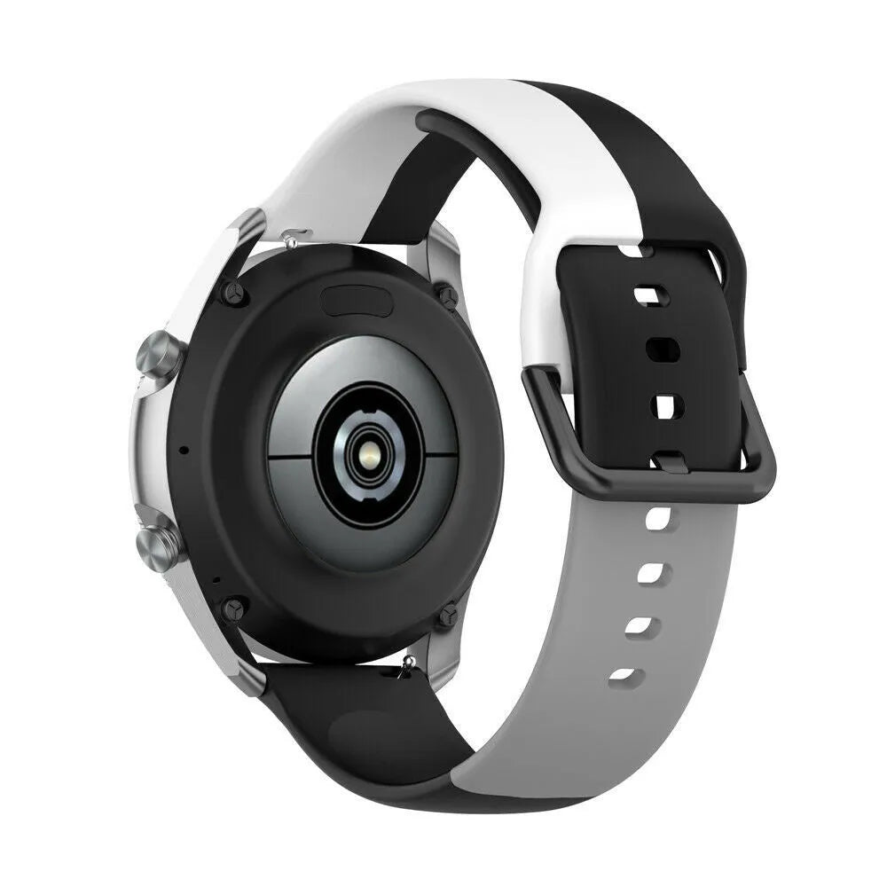 Silicone Triple Sport Strap, on a watch, 3/4 rear view