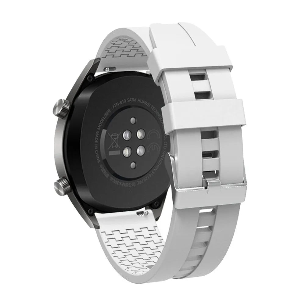 Silicone Strap 'Extreme', white, on a watch, 3/4 rear view