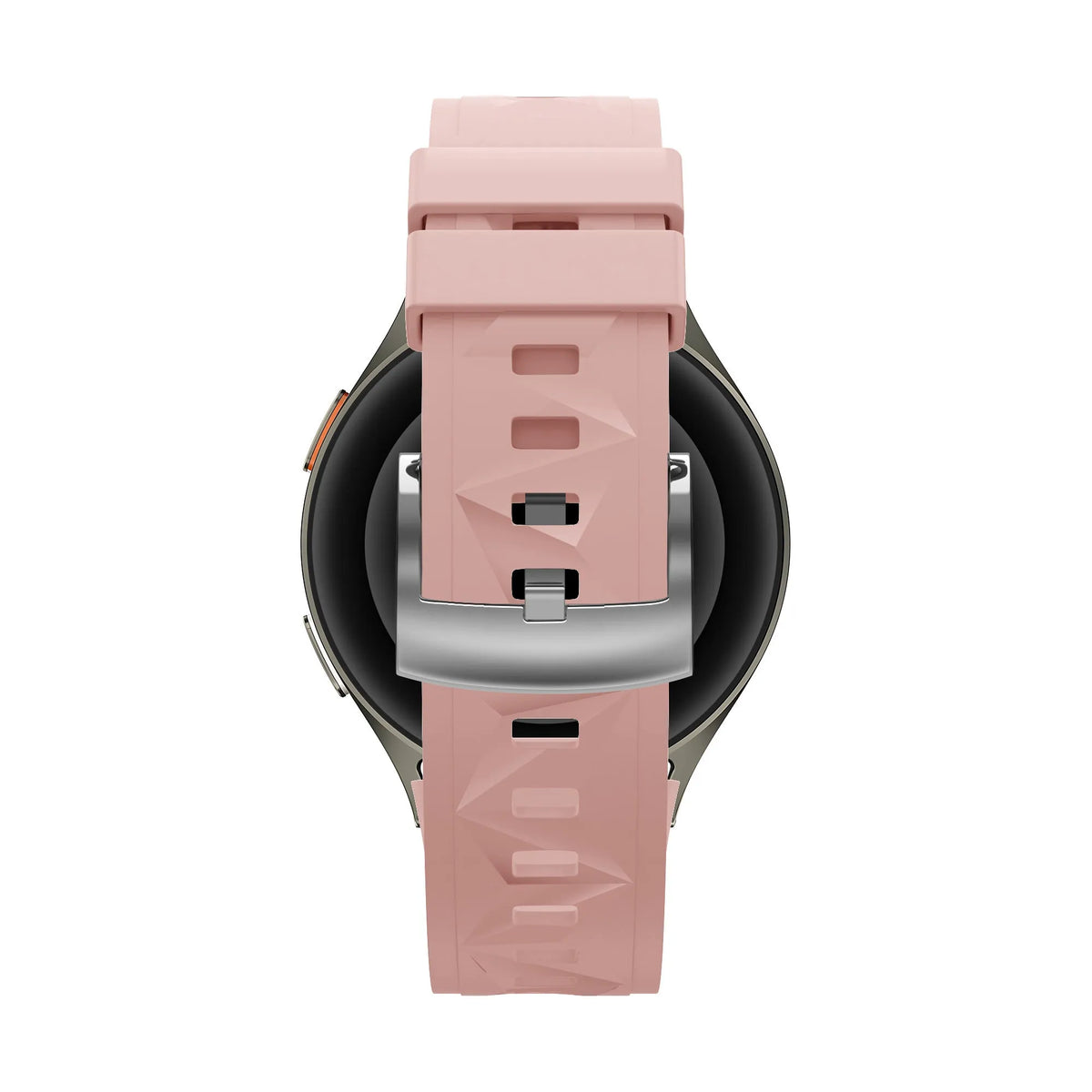 Silicone Strap 'Easy Fit', pink, on a watch, direct front view