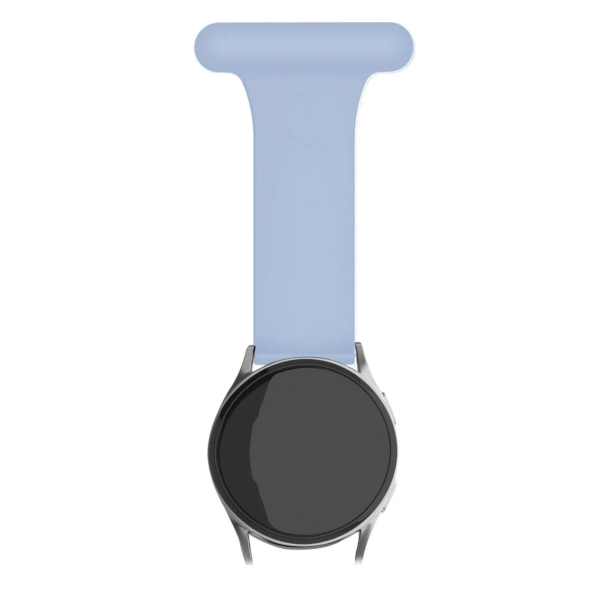 Silicone Nurse Fob, light blue, on a watch, direct front view