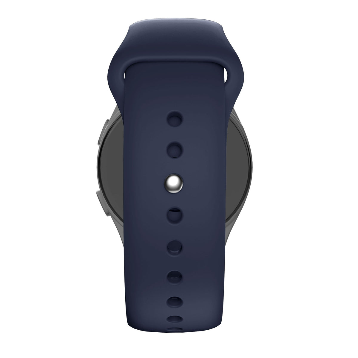 Silicone Sport Strap 'Deluxe', dark blue, on a watch, direct front view