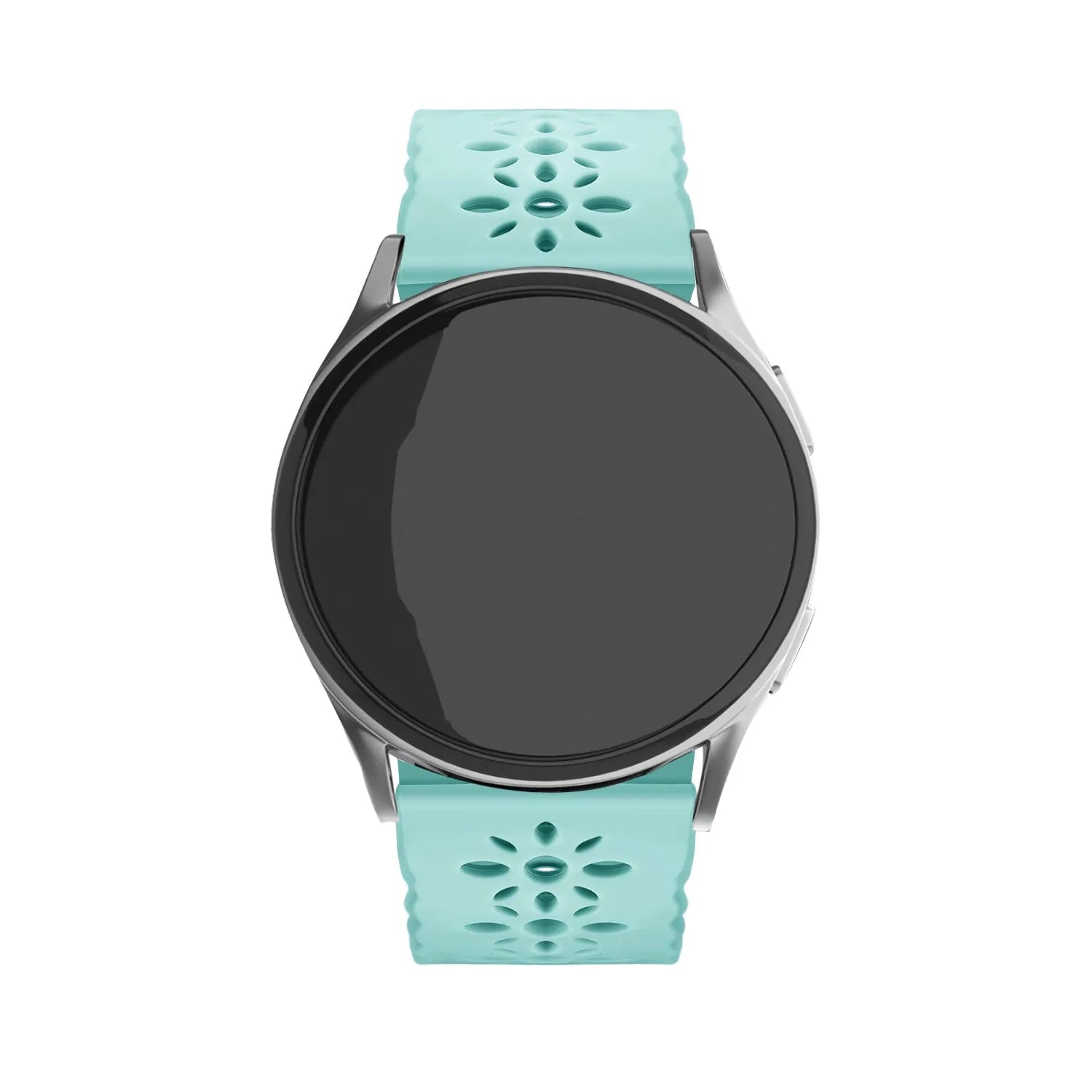 Patterned Silicone Strap, on a watch, direct front view