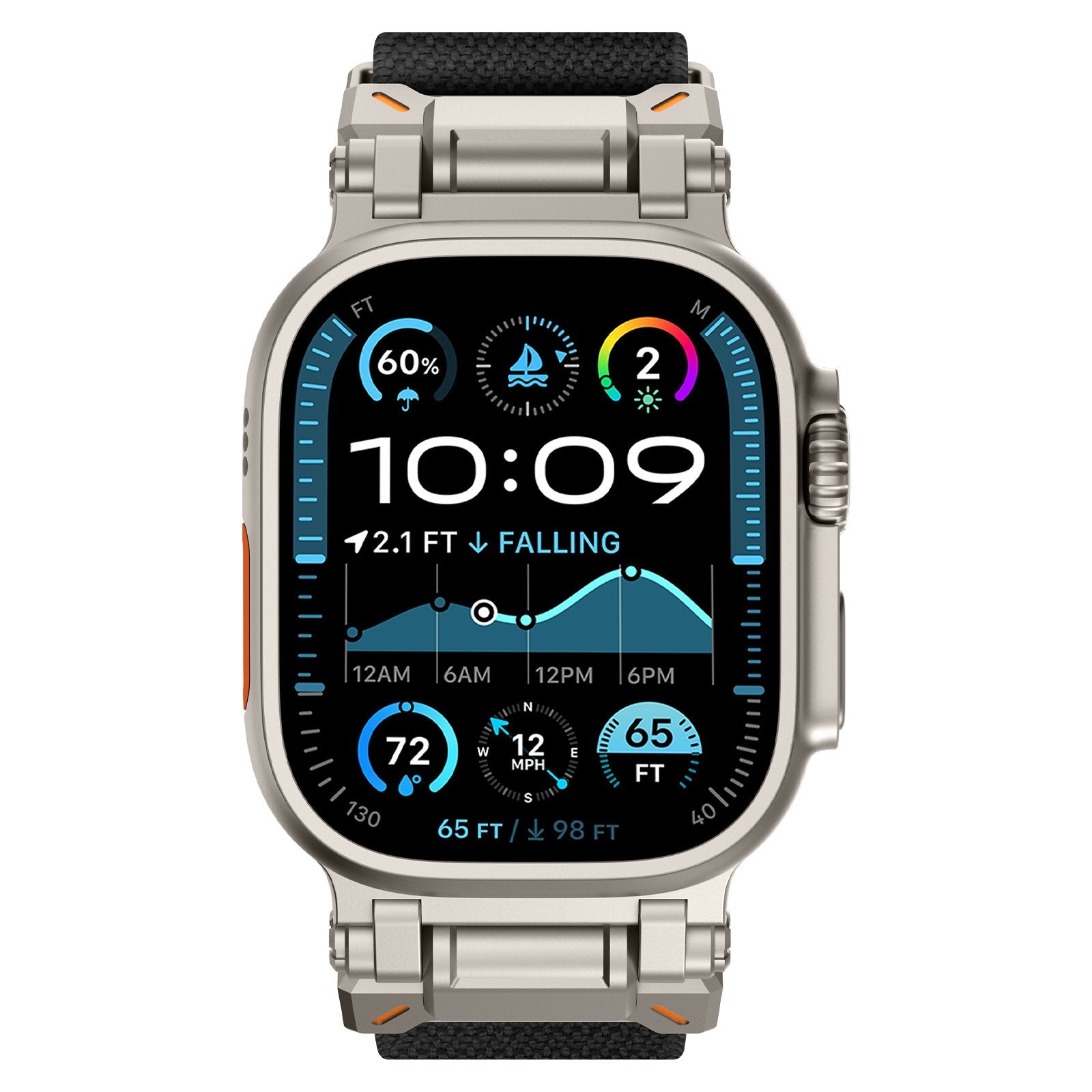 Correa poliéster 'Explorer' Apple Watch Ultra (negro con titanio)