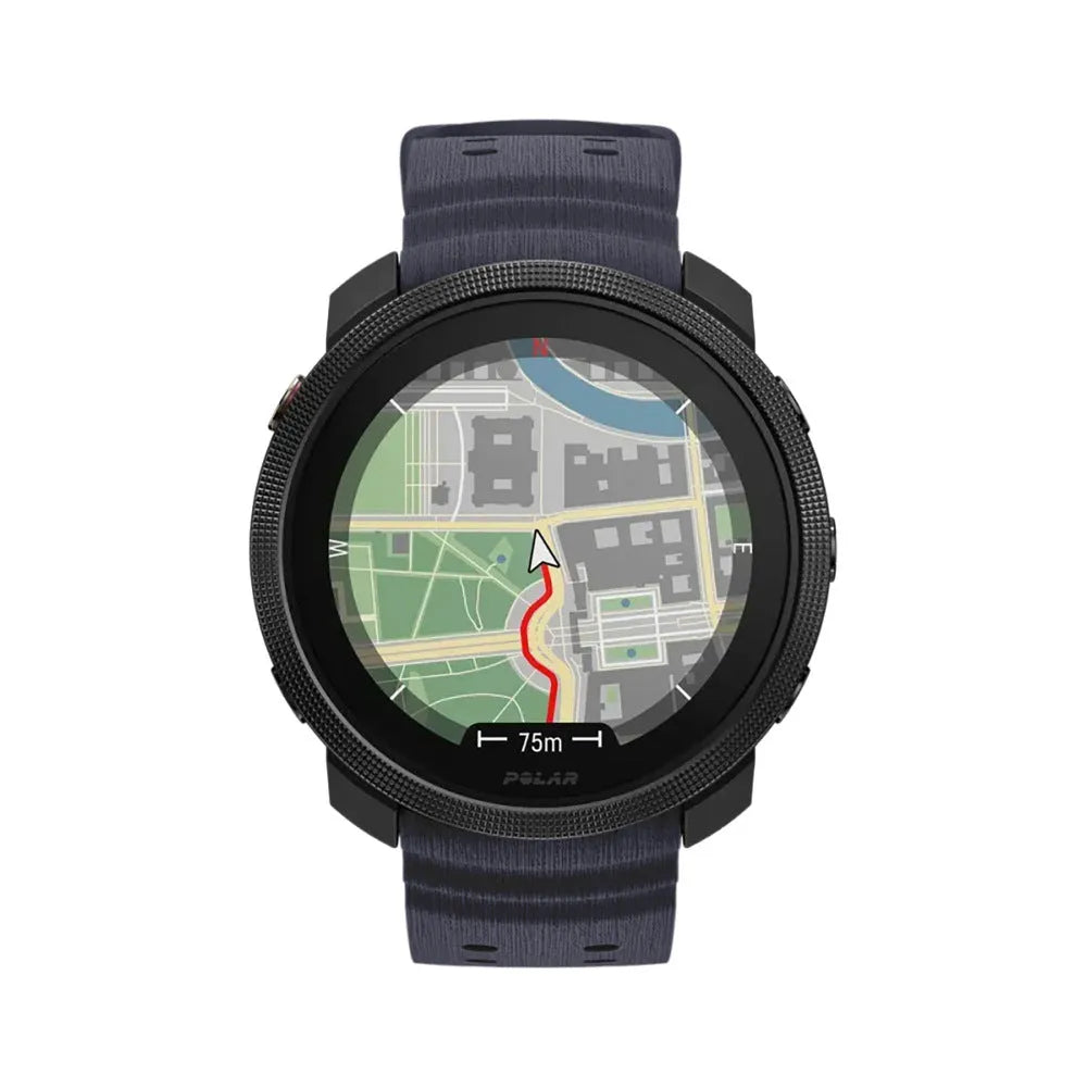 Silicone Grain Strap, dark blue, on a watch, direct front view