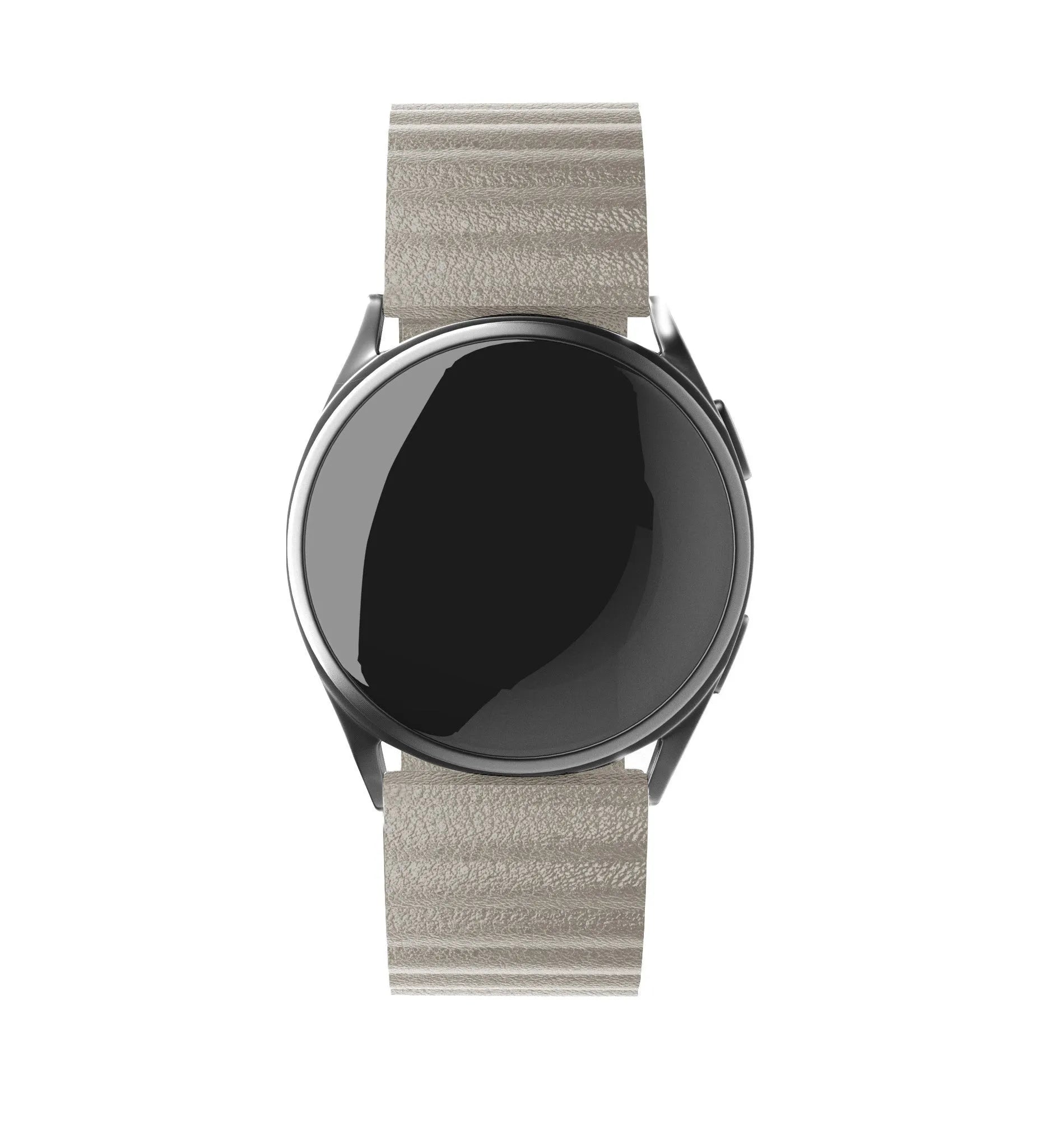 Leather Loop Strap, khaki, on a watch, direct front view