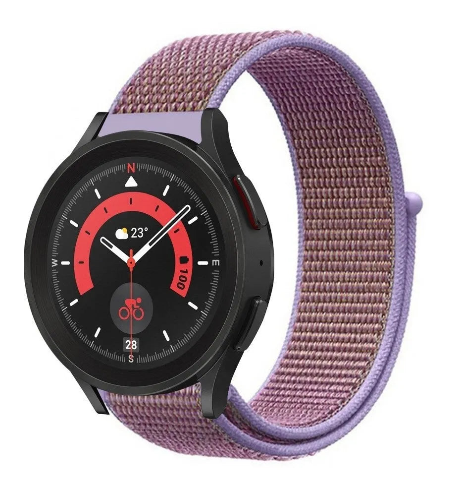 Nylon Strap, purple, on a watch, direct front view