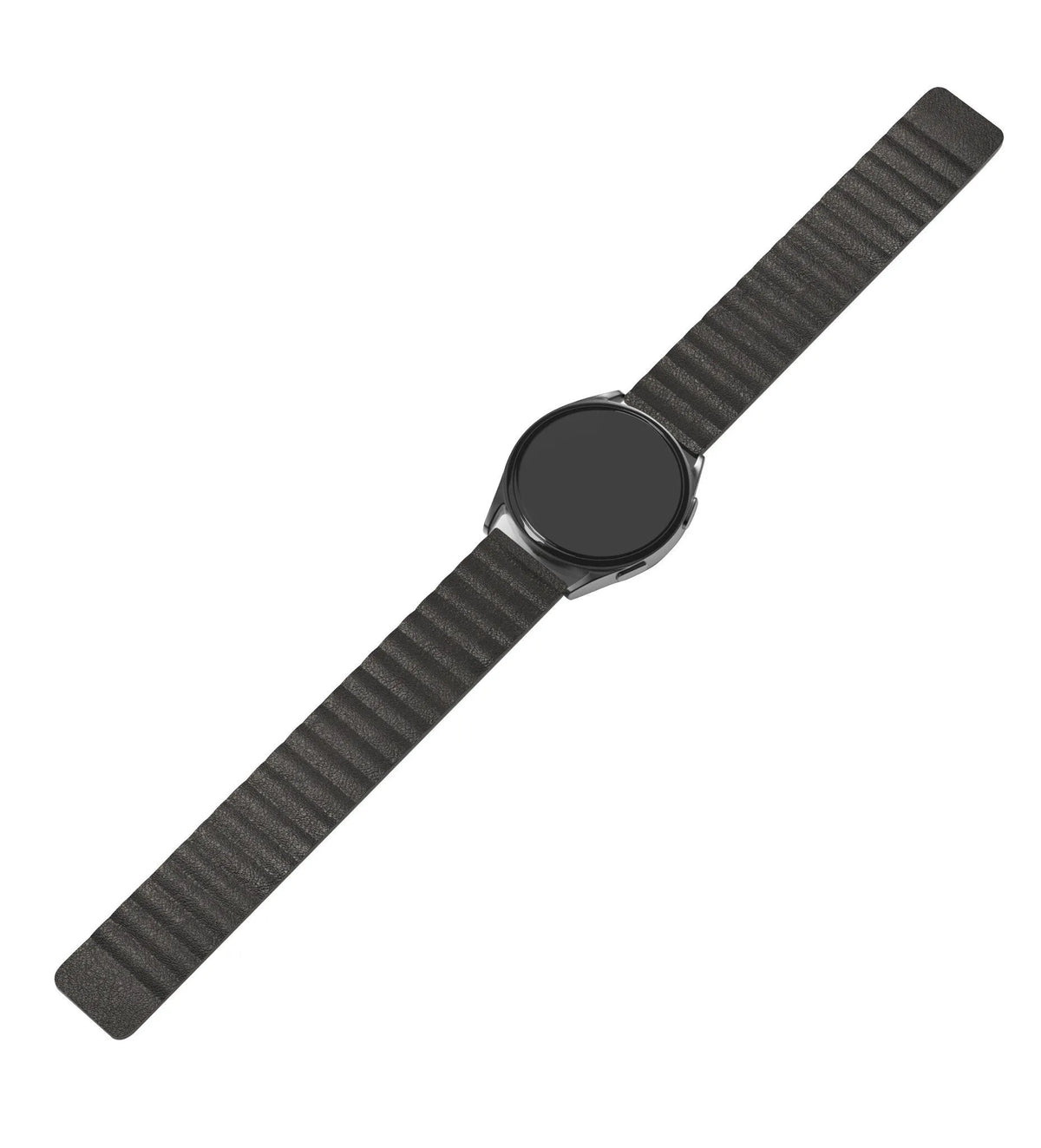 Leather Loop Strap, black, on a watch, direct front view