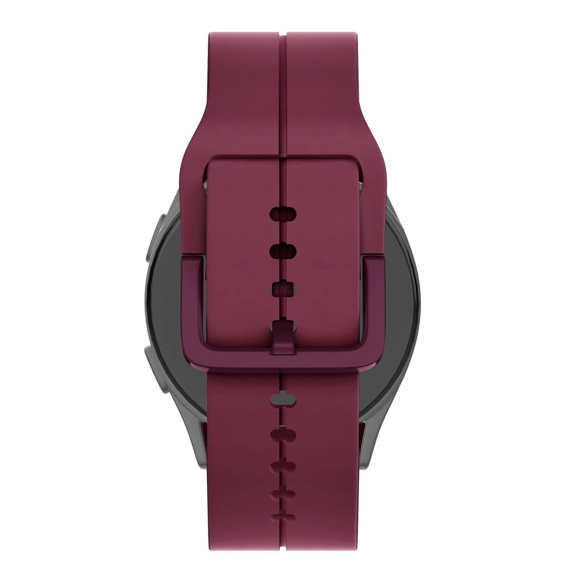 Silicone Strap 'Extreme', wine red, on a watch, direct rear view