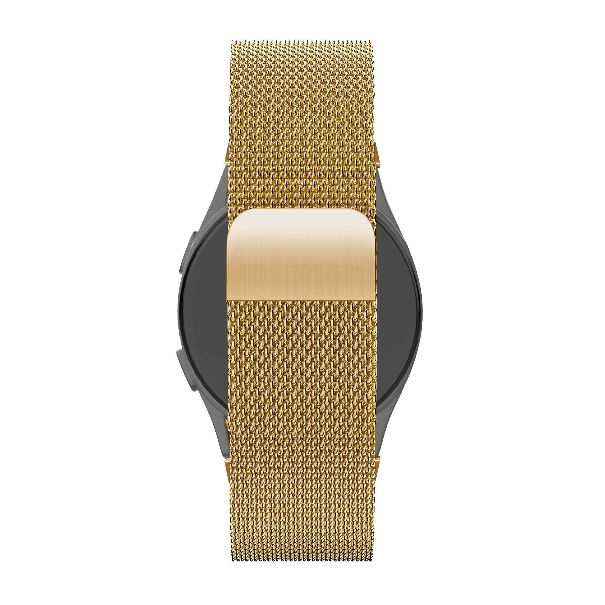 Milanese Loop Strap, gold, on a watch, direct rear view