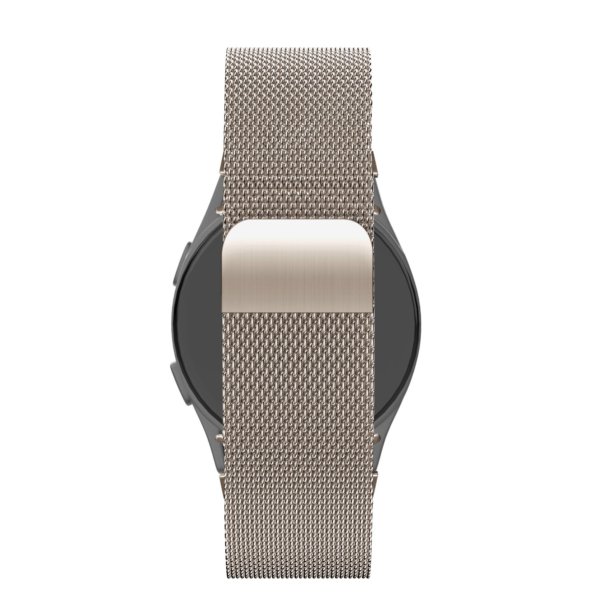 Milanese Loop Strap, champagne, on a watch, direct rear view