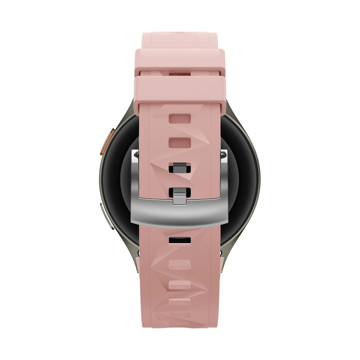 Silicone Strap 'Easy Fit', pink, on a watch, direct rear view
