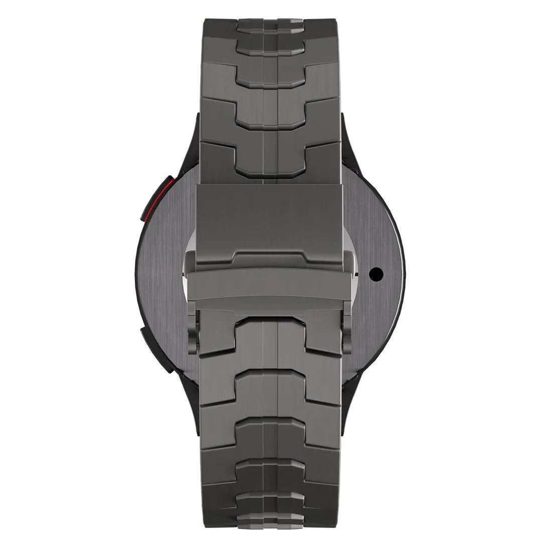 Titanium Strap 'Iron', graphite, on a watch, direct rear view