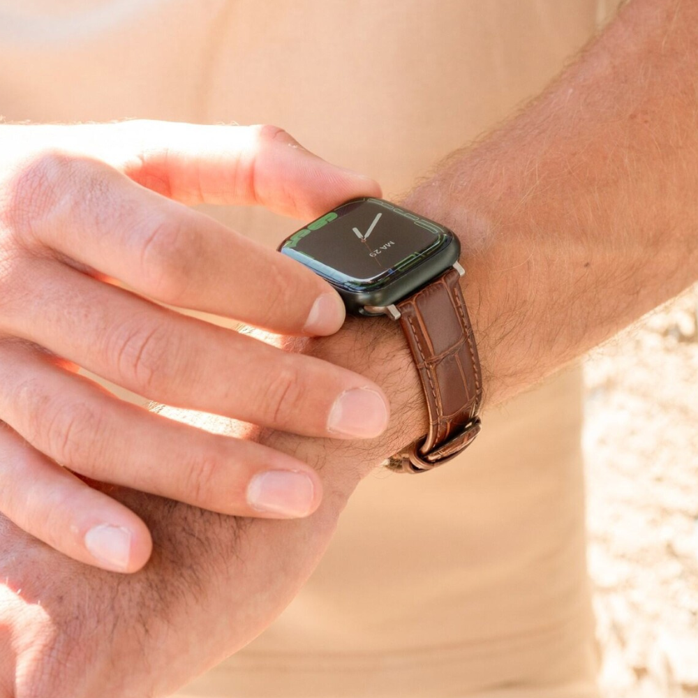 Apple Watch Leather Strap Crocodile Grain (Brown)