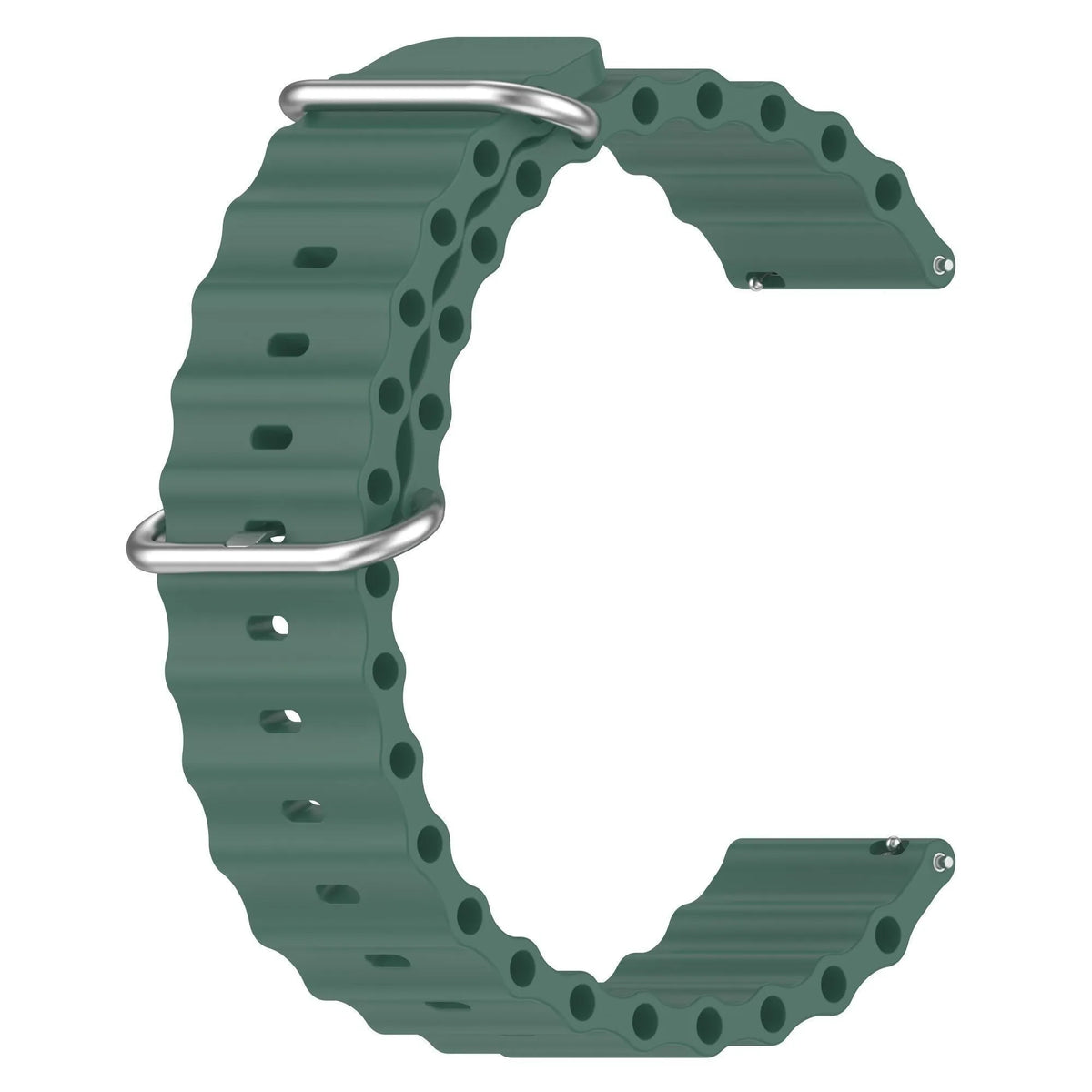 Silicone Ocean Strap, dark green, without a watch, 3/4 front view