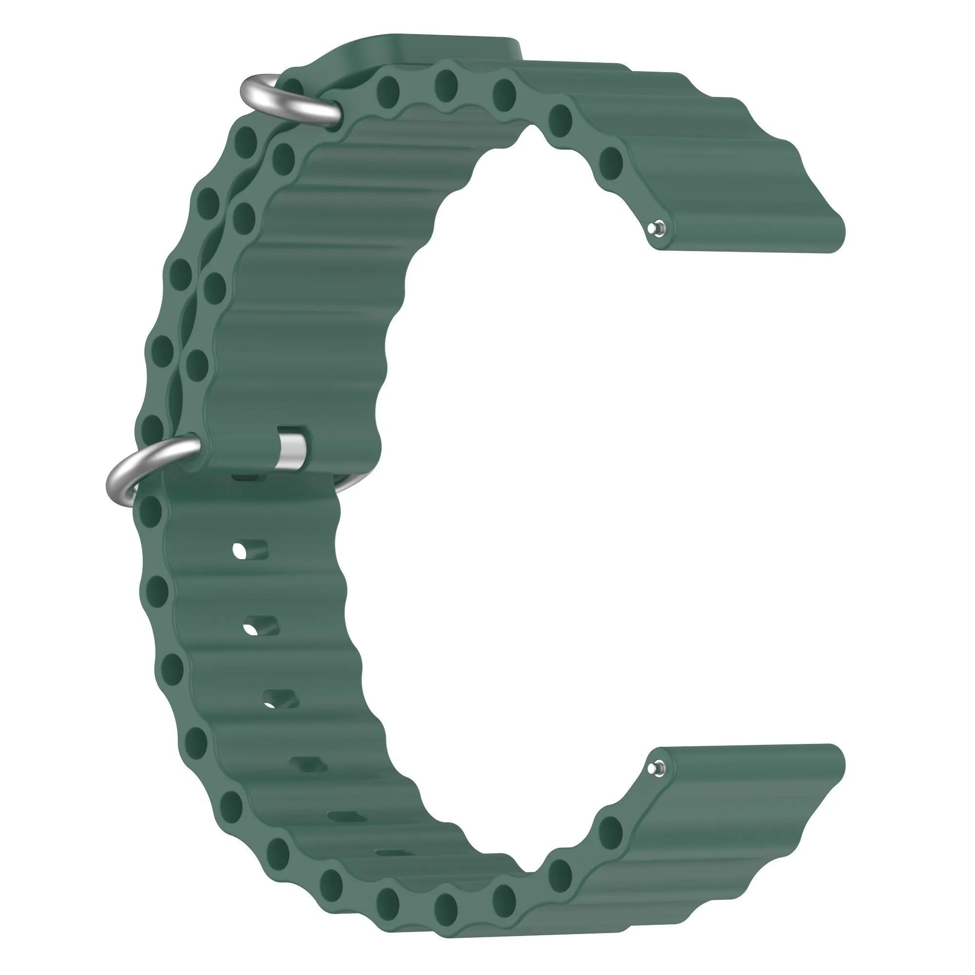Silicone Ocean Strap, dark green, without a watch, 3/4 front view