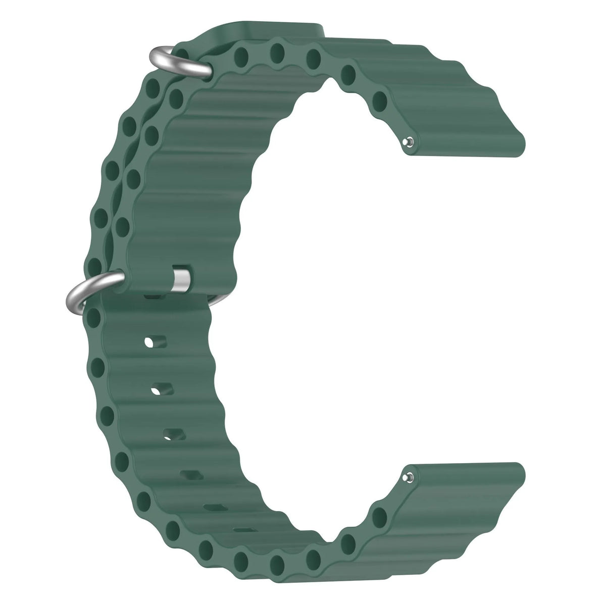 Silicone Ocean Strap, dark green, without a watch, 3/4 front view