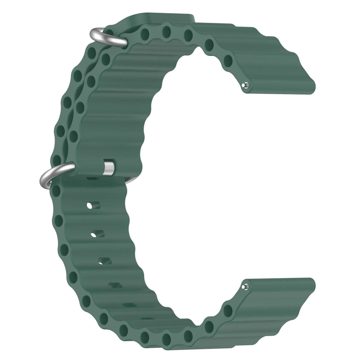 Silicone Ocean Strap, dark green, without a watch, 3/4 front view