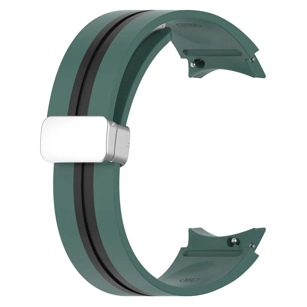 Silicone Magnetic Sport Strap, green/black, without a watch, 3/4 front view