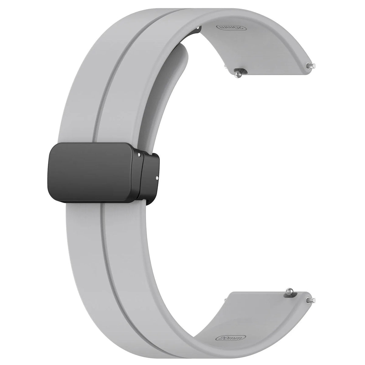 D-Buckle Silicone Strap, light grey, without a watch, 3/4 front view