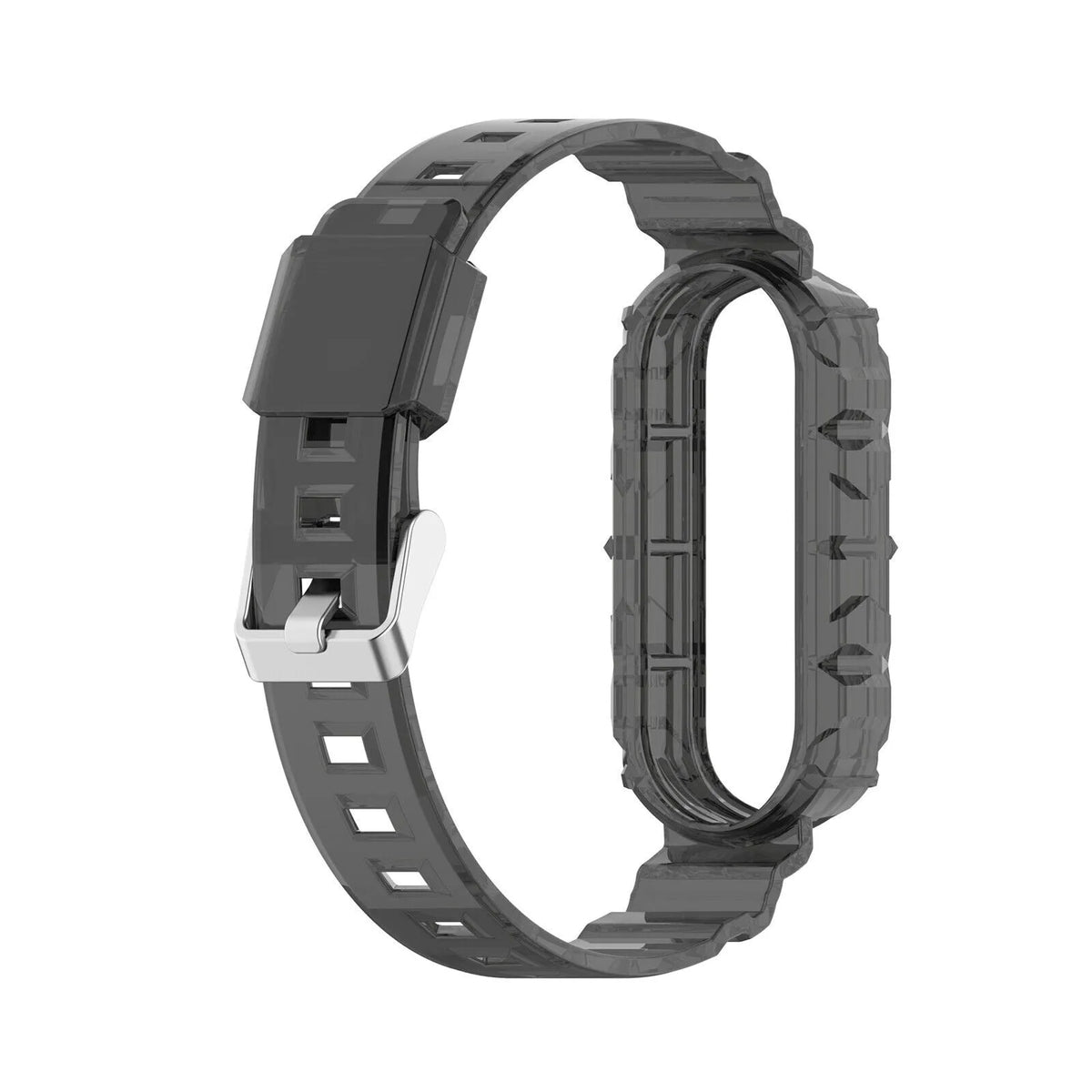 Silicone Clear TPU Strap, transparent black, without a watch, 3/4 front view