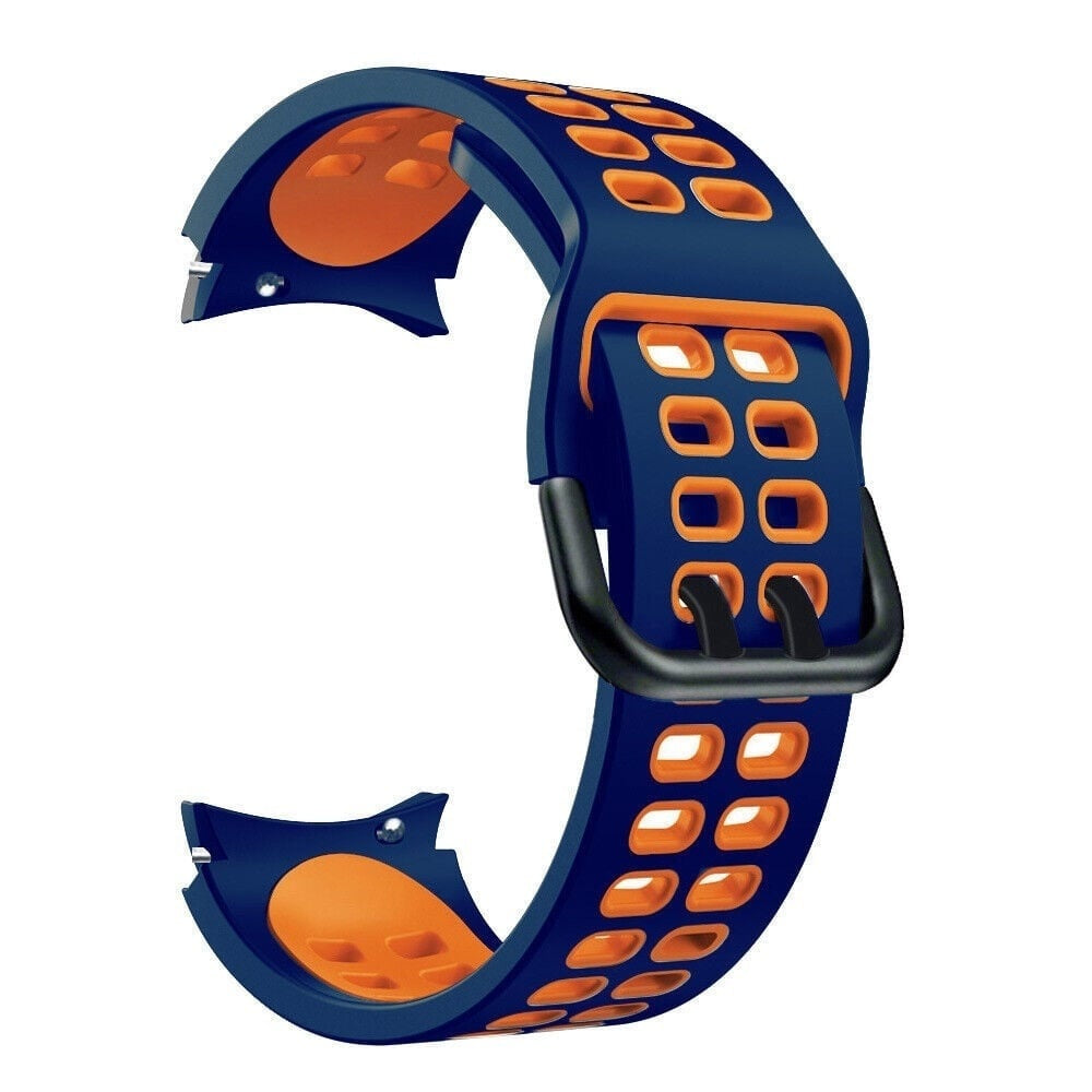 Silicone Squared Sport Strap, blue/orange, without a watch, 3/4 front view