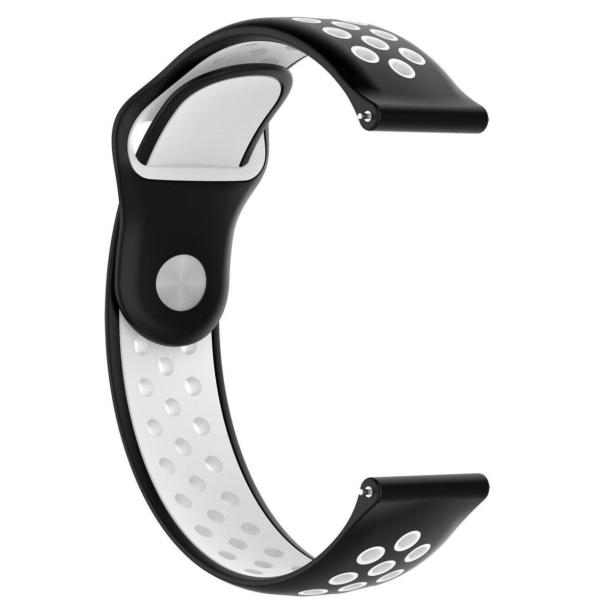 Silicone Sport Strap, black/white, without a watch, 3/4 front view