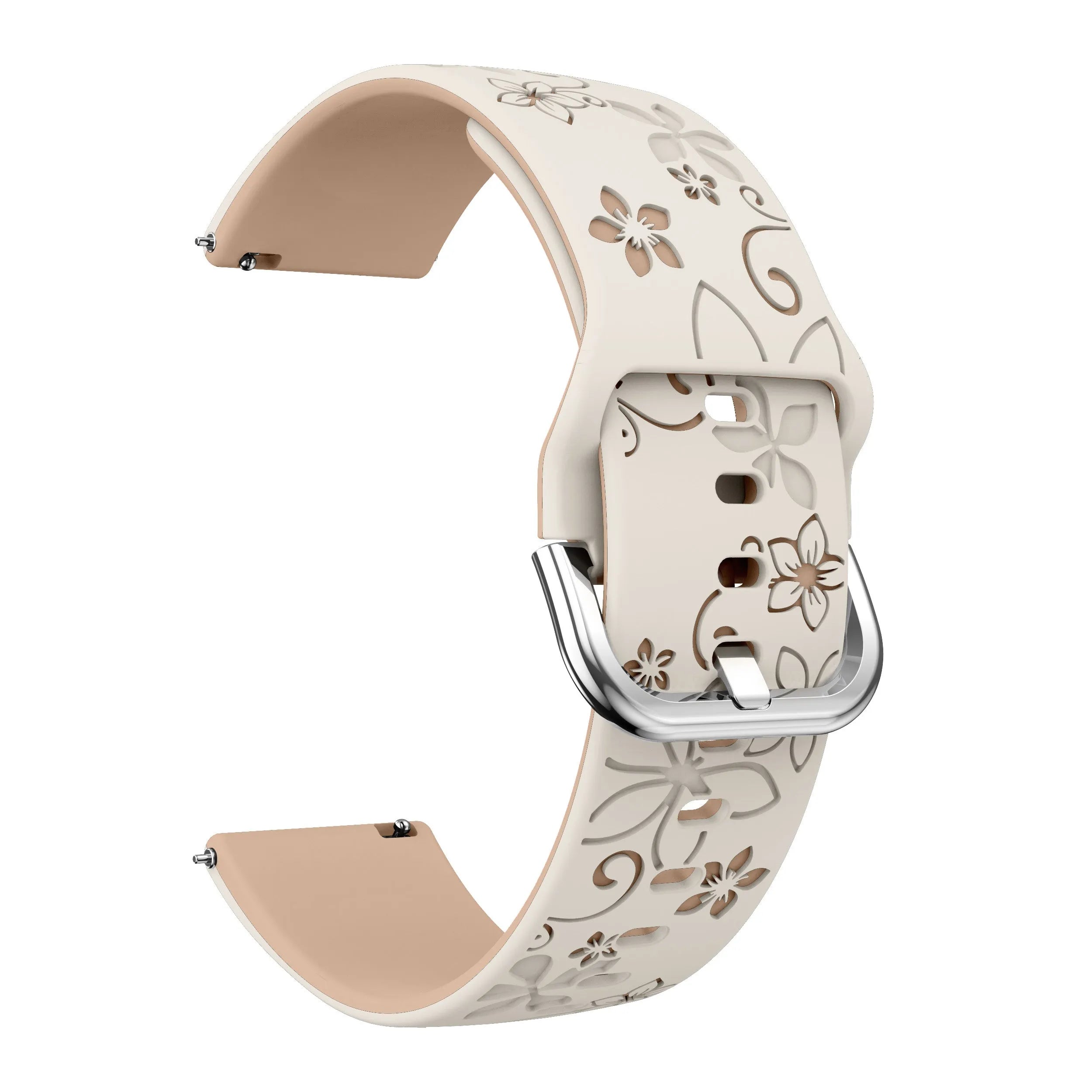 Correa silicona con flores Fossil Gen 6 - 42mm (blanco estrella/beige)