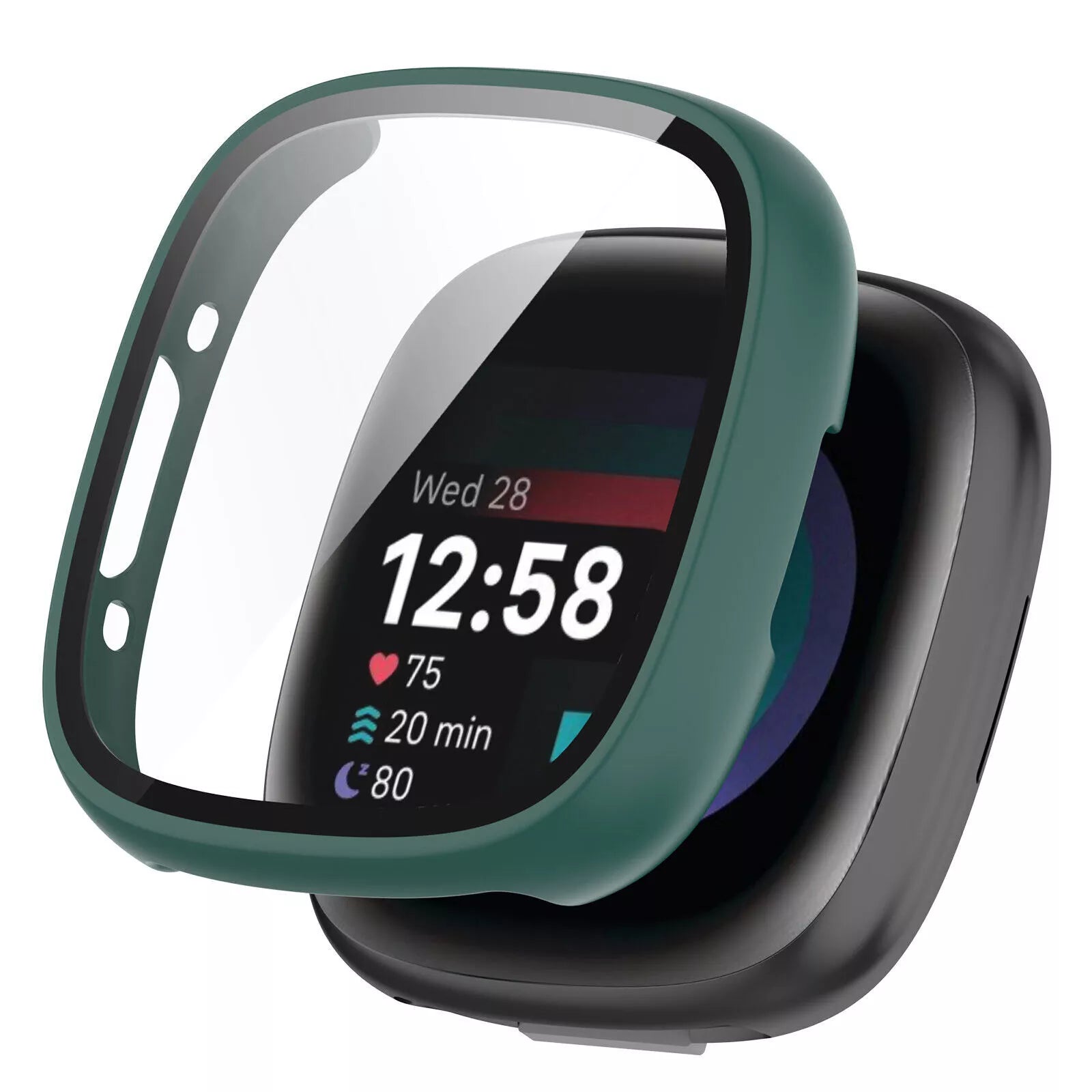 Funda rígida con vidrio Fitbit Versa 4 / Sense 2 (verde)
