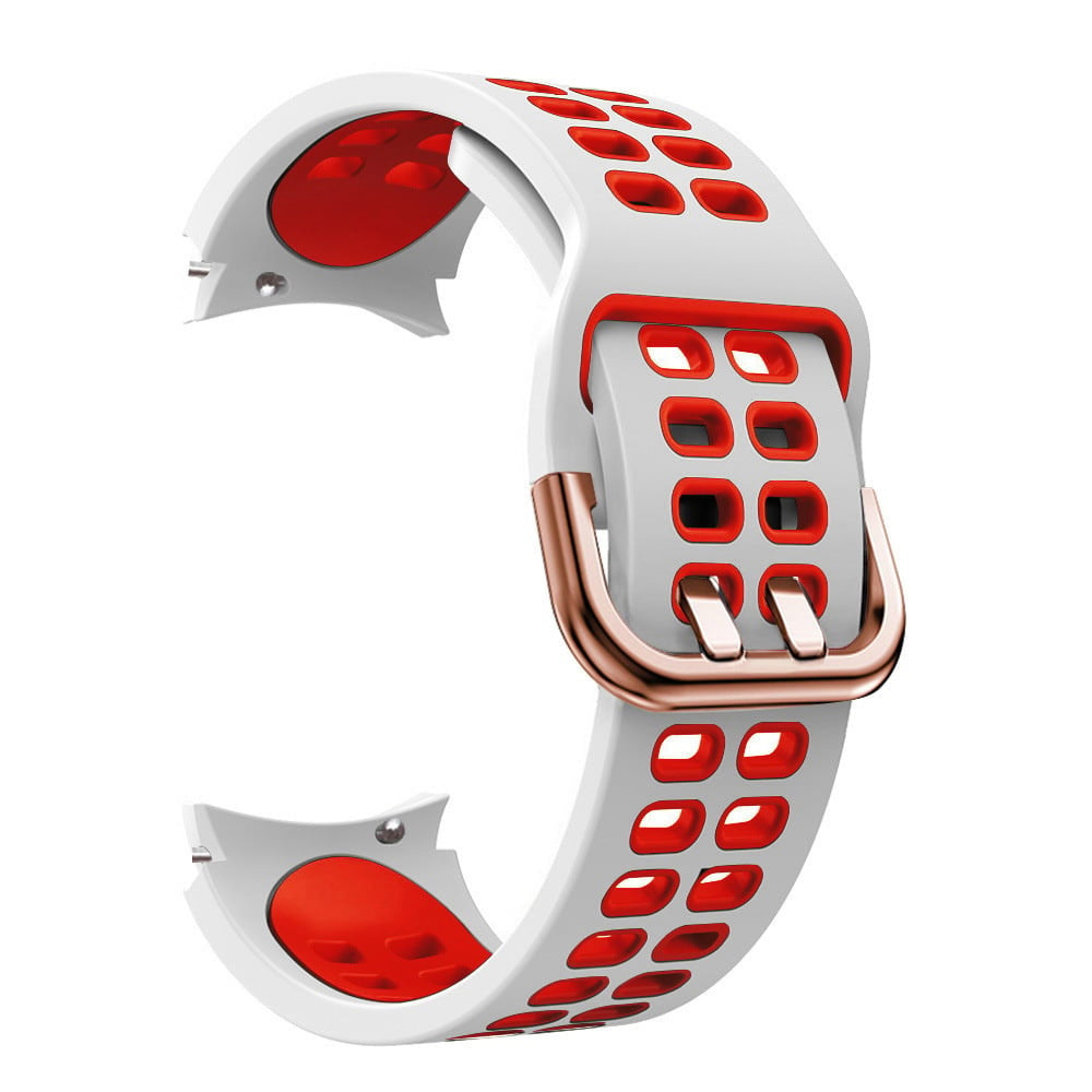 Silicone Squared Sport Strap, white/red, without a watch, 3/4 front view