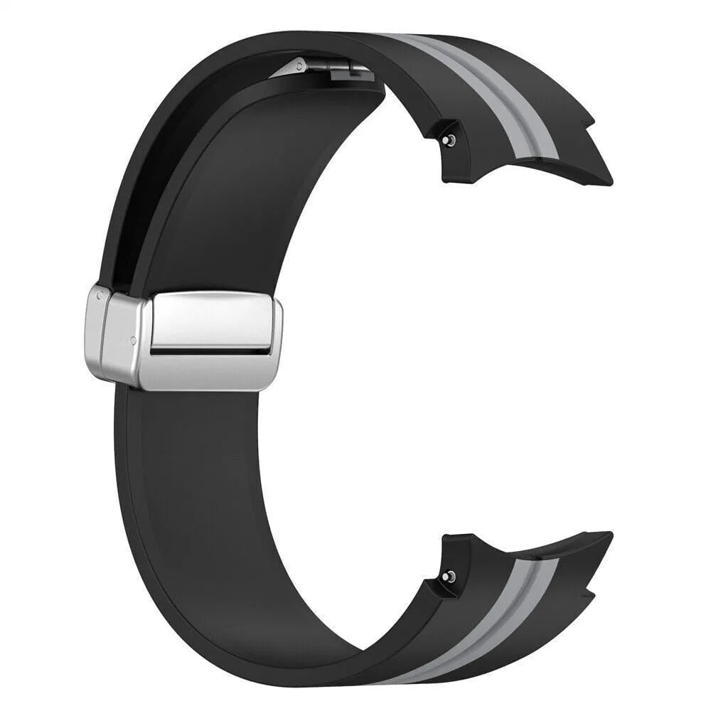 Silicone Magnetic Sport Strap, black/grey, without a watch, 3/4 front view