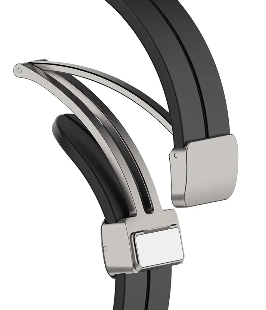 Silicone Magnetic Sport Strap, black, without a watch, 3/4 rear view