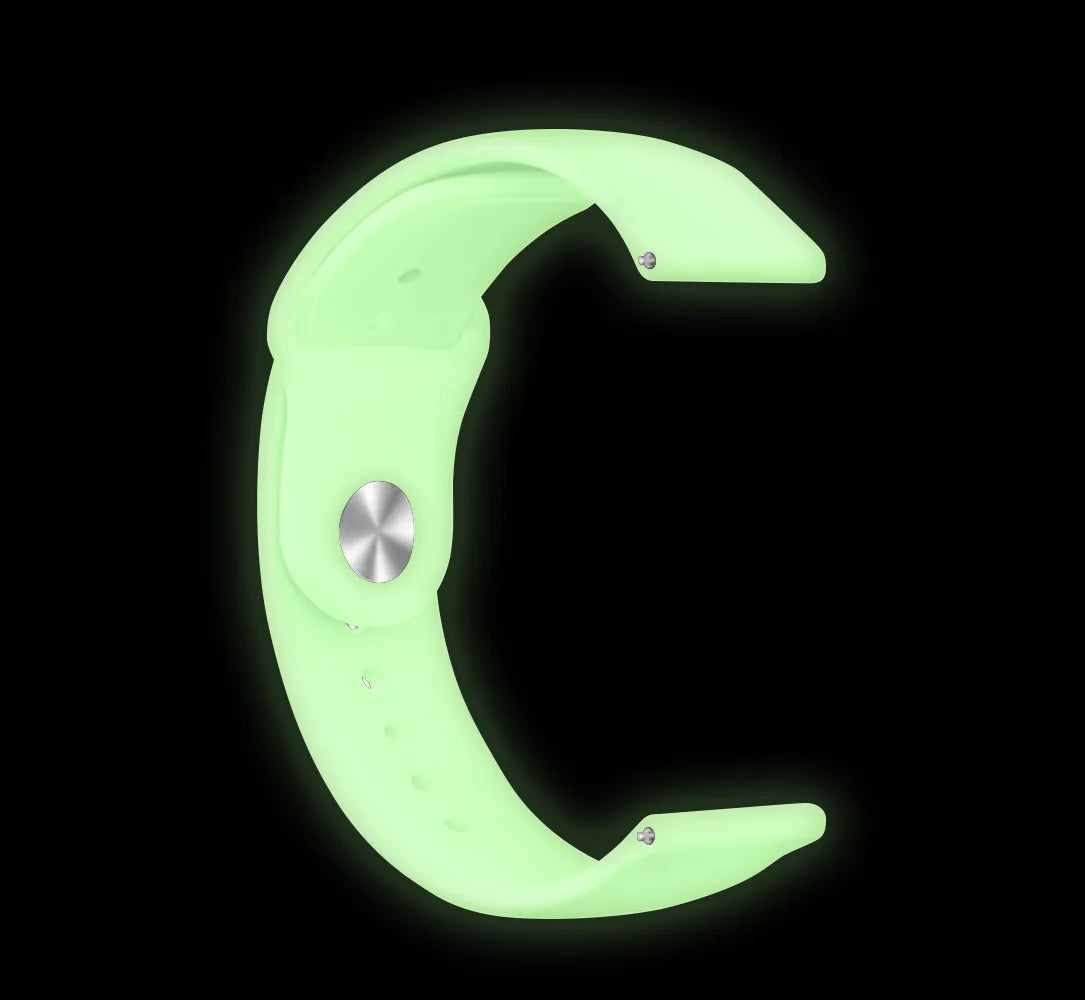 Silicone Glow in the Dark Strap, lime, without a watch, 3/4 rear view