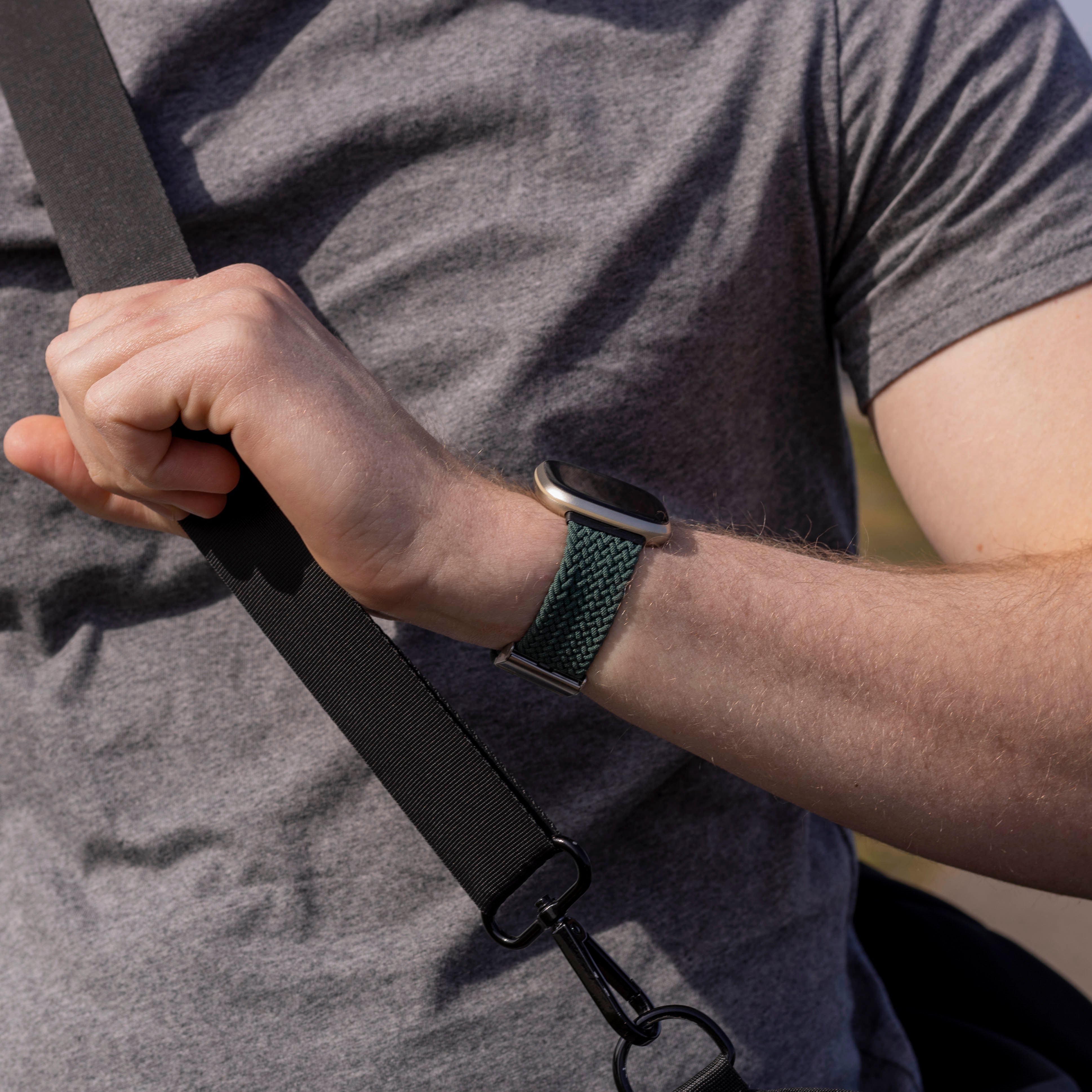 Fitbit Versa 3 Adjustable Braided Strap (Dark Green)