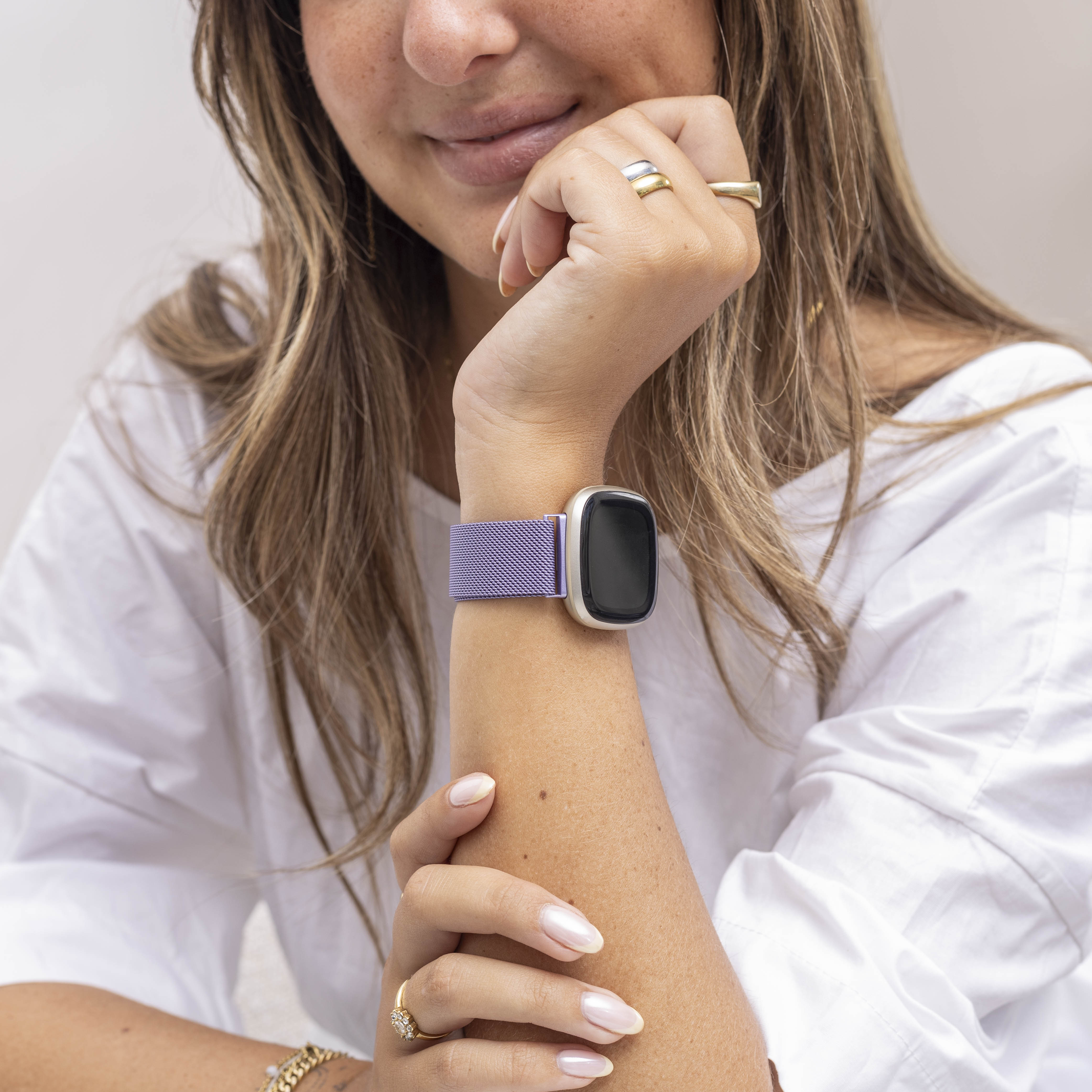Fitbit Versa 3 Milanese Strap (Light Purple)