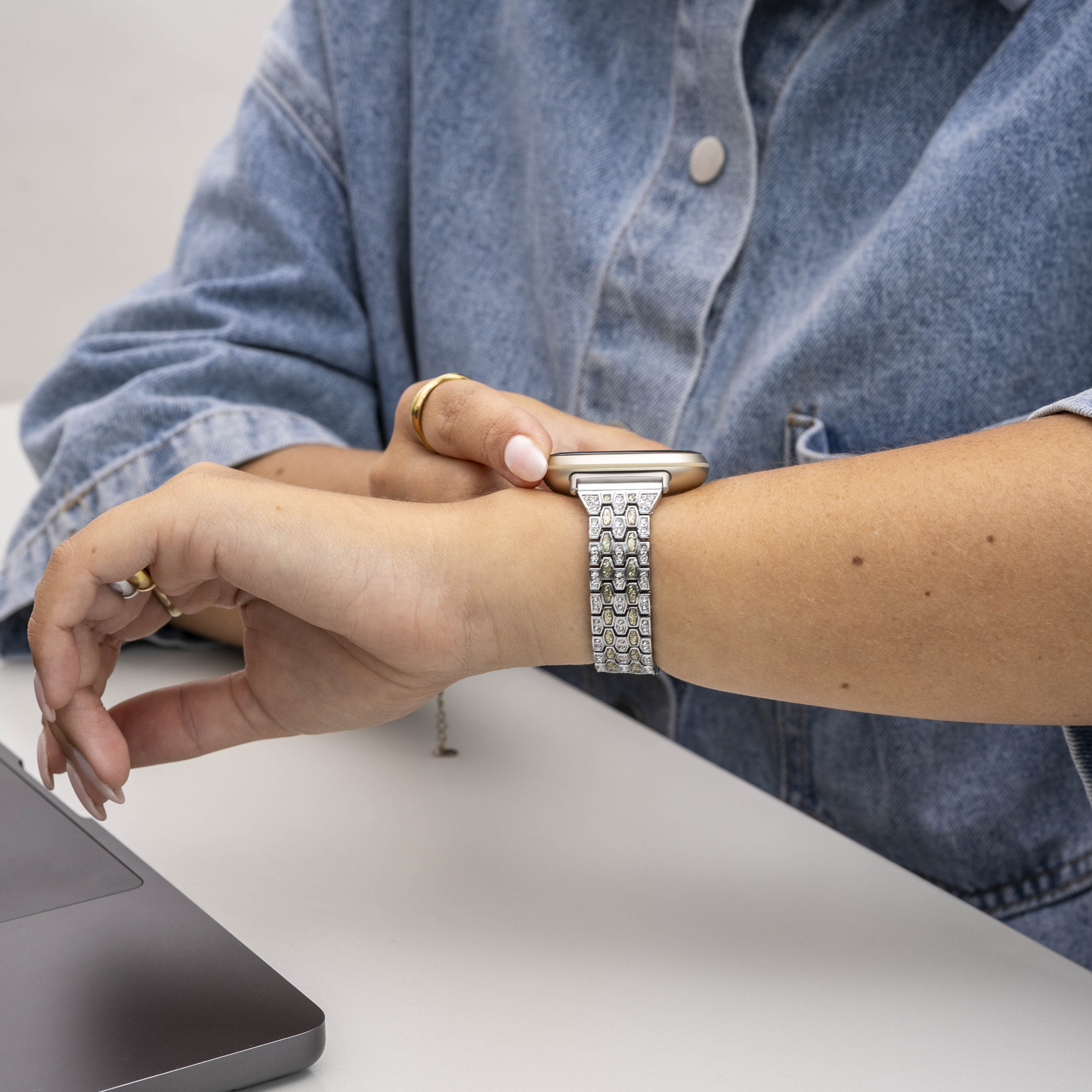 Silver Diamond Fitbit Sense Strap