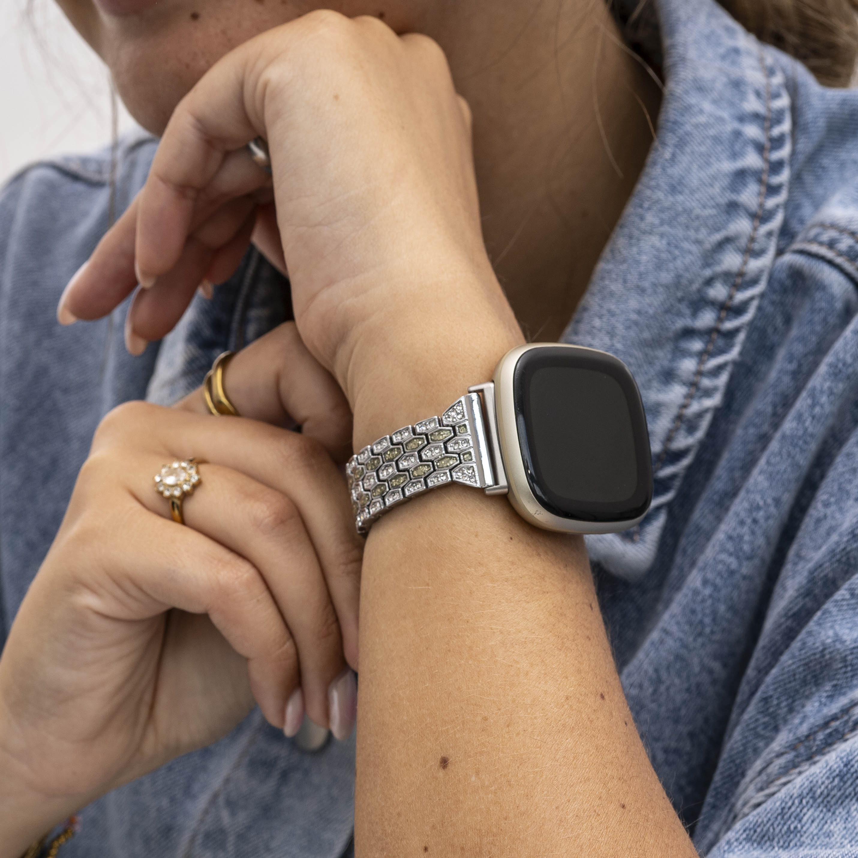 Correa de diamantes Fitbit Versa 3 (plata)