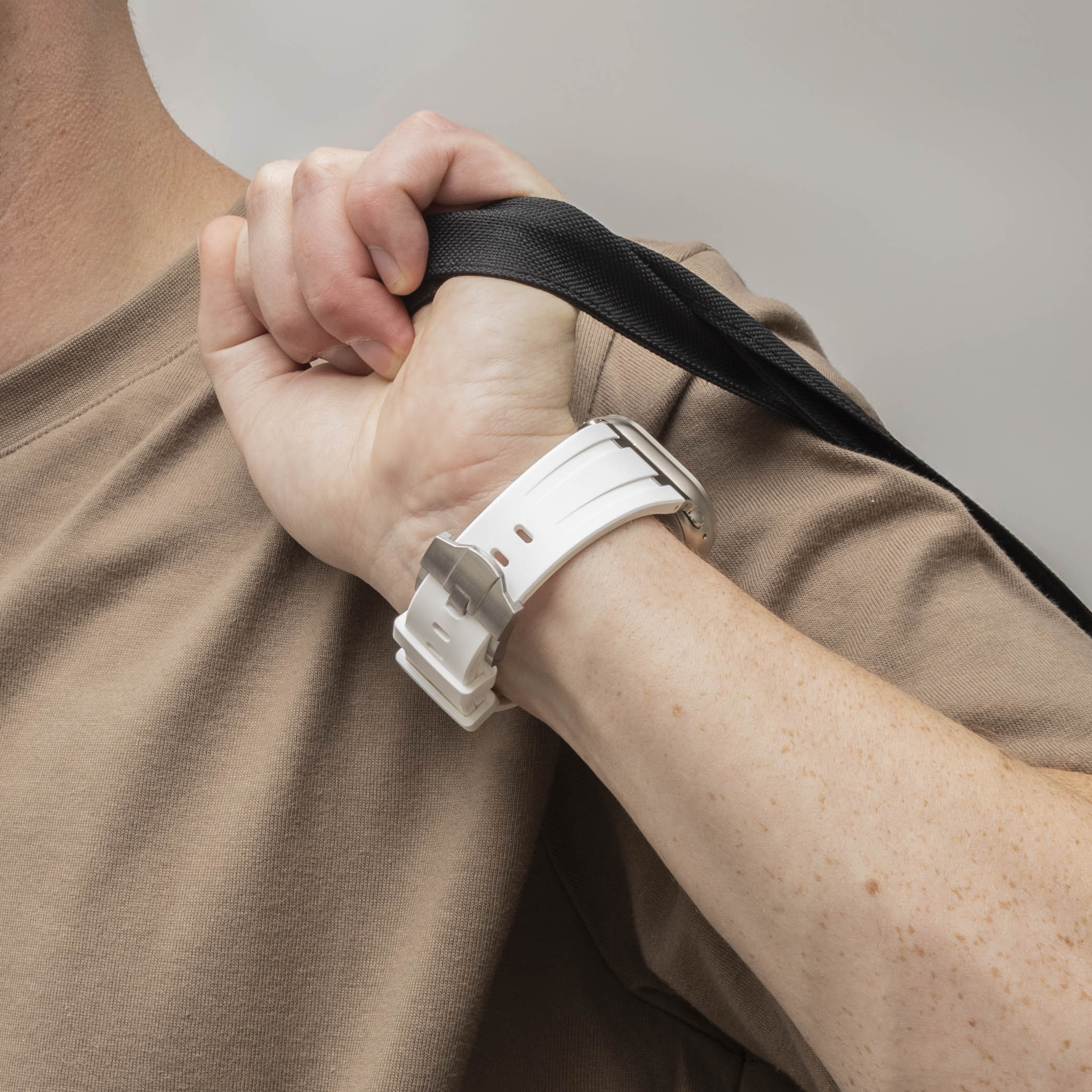 Correa silicona liquida de lujo Apple Watch (blanco con plata)