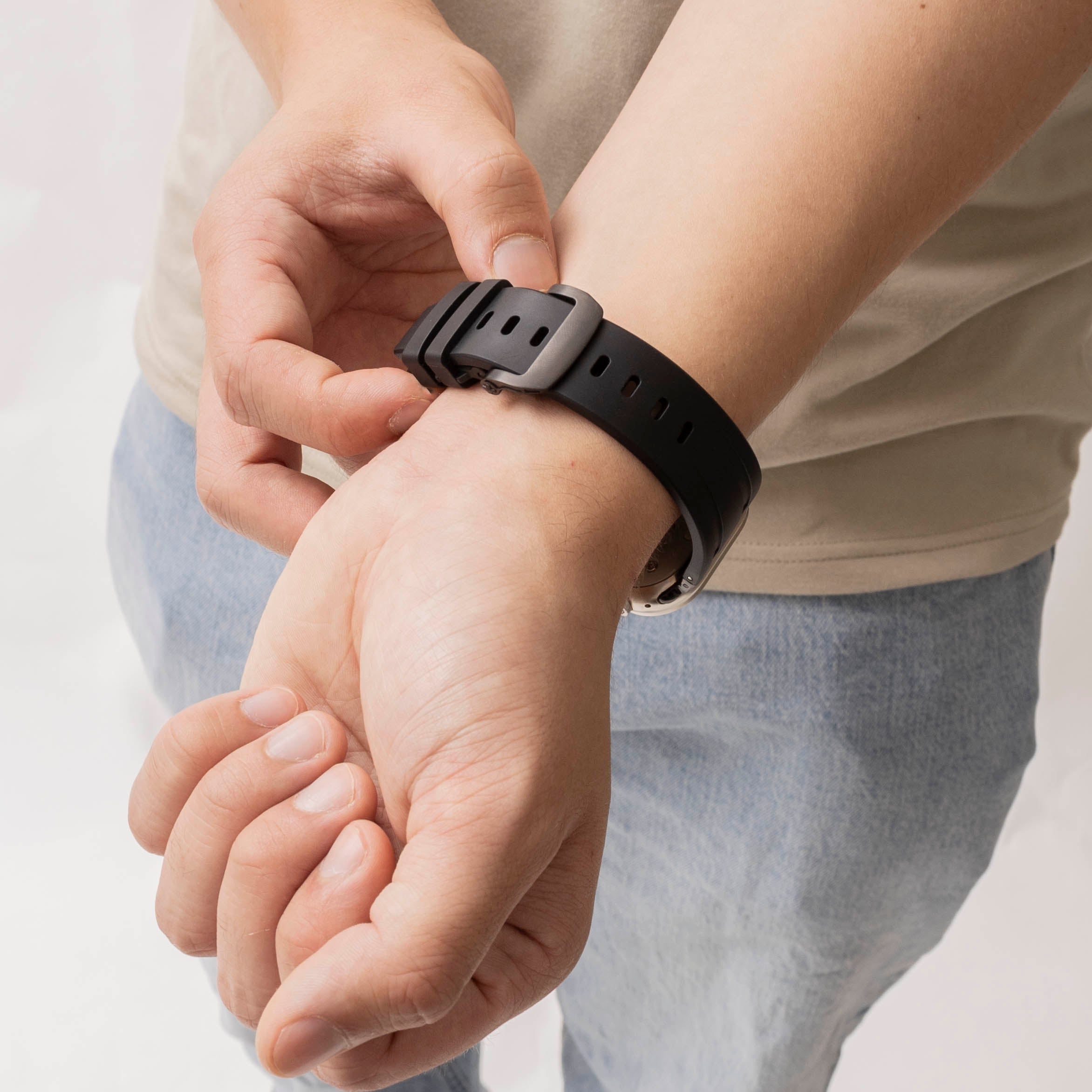 Bandz Correa silicona 'Luxe Liqiud' Apple Watch (negro con negro)