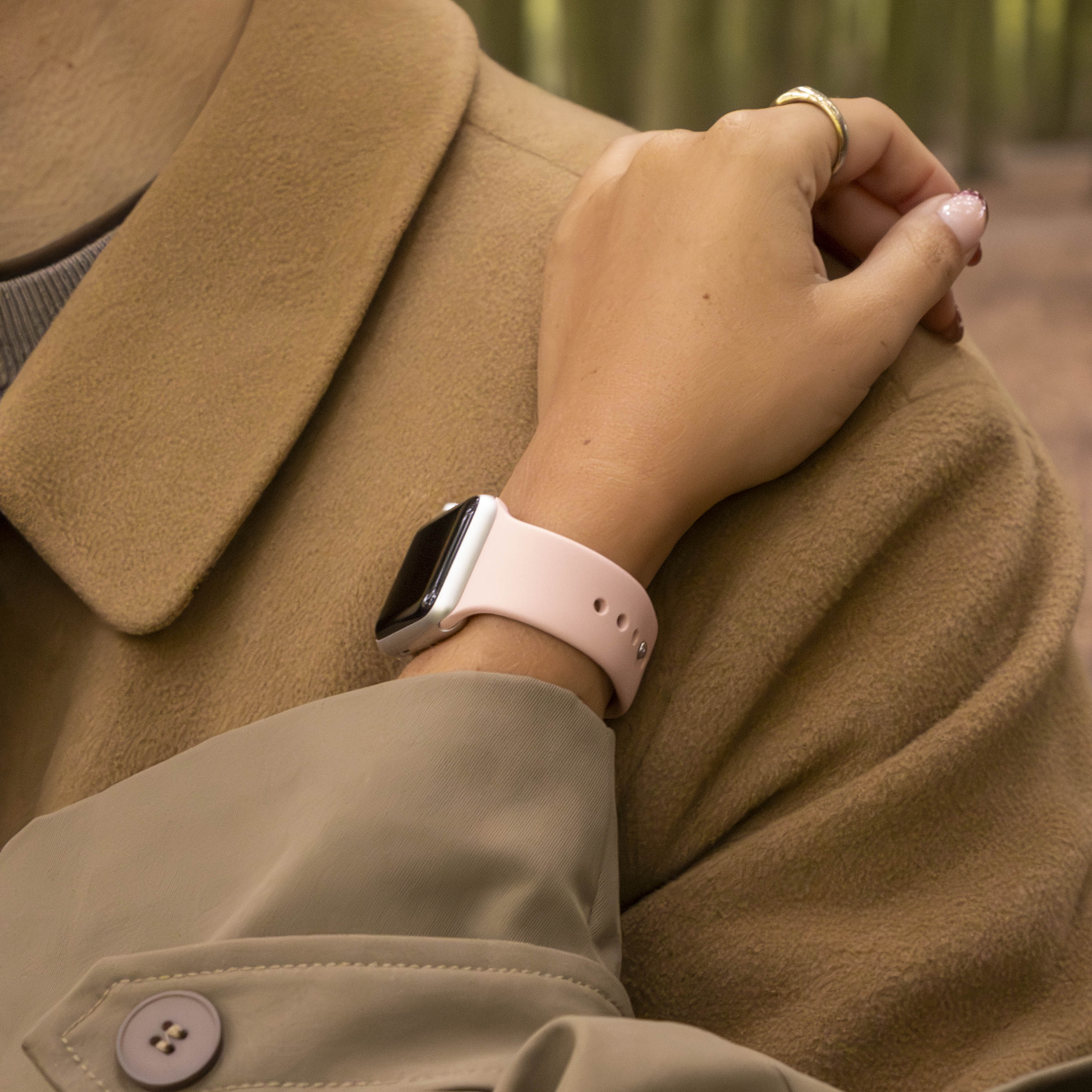 Correa de silicona Apple Watch (rosa bebé)