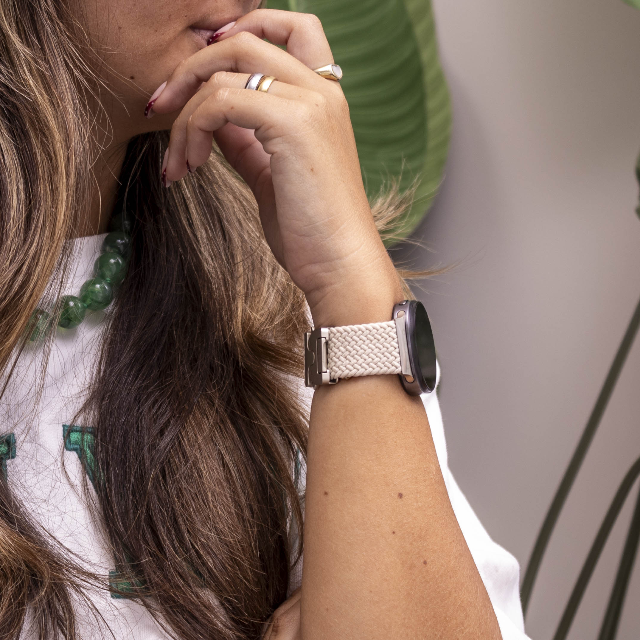 Samsung Galaxy Watch 8 Classic Braided Strap with P-Buckle (Starlight)