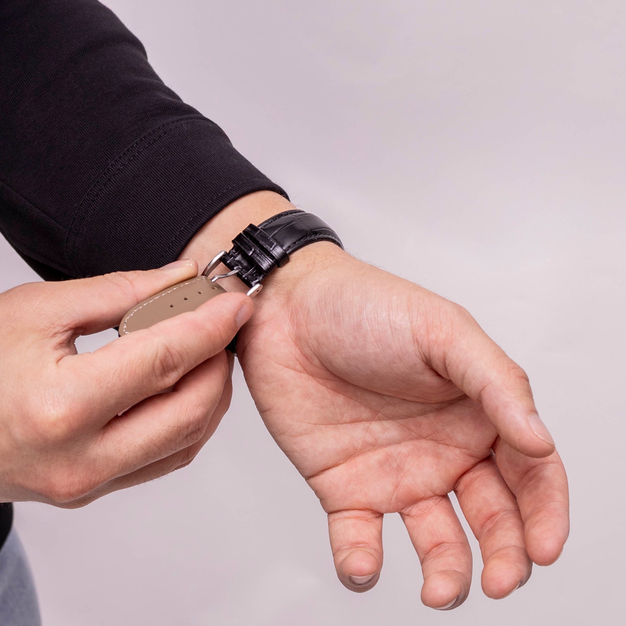 Correa cuero cocodrilo Samsung Galaxy Watch 8 - 40mm (negro)