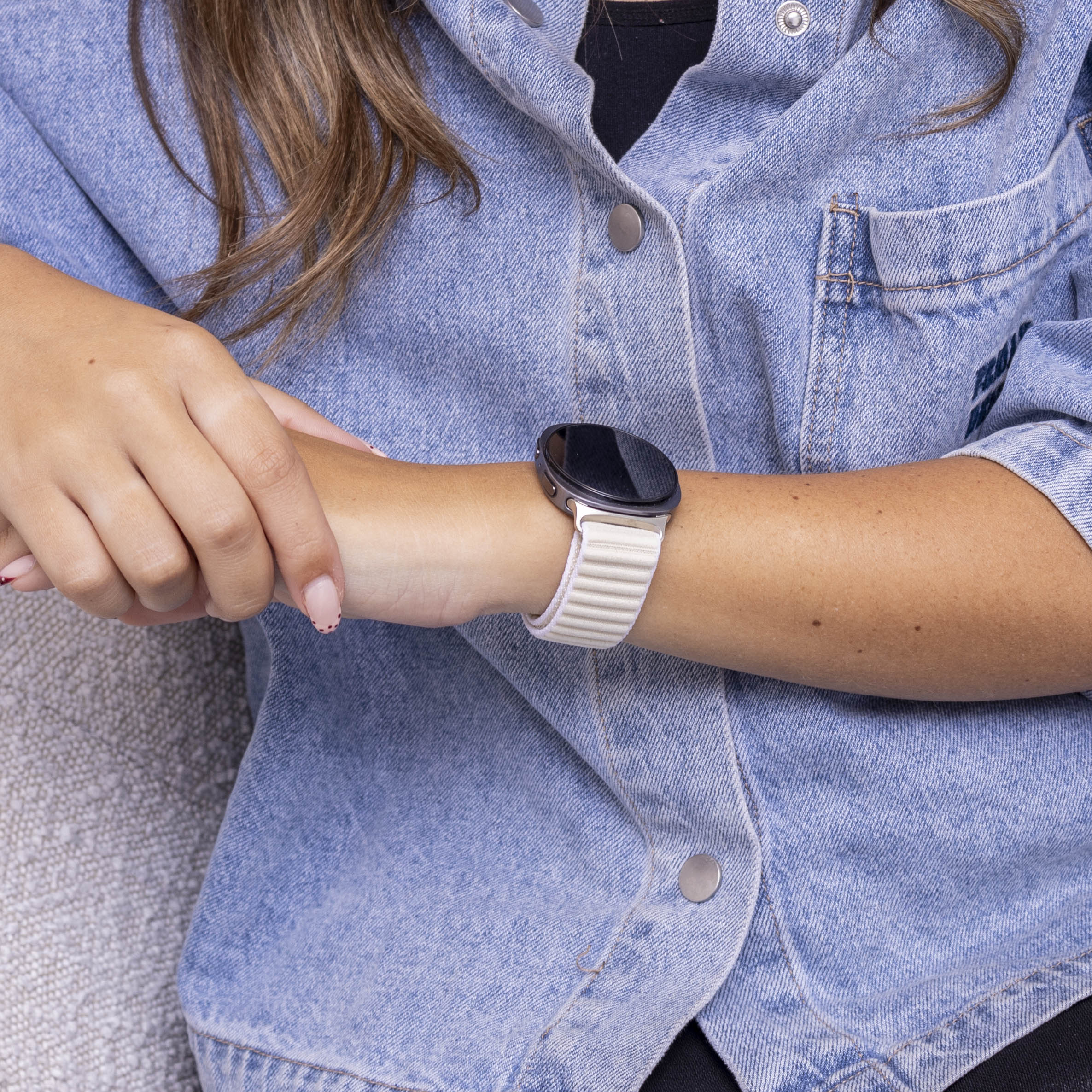 Correa nylon Wave Samsung Galaxy Watch 8 - 44mm (blanco estrella)