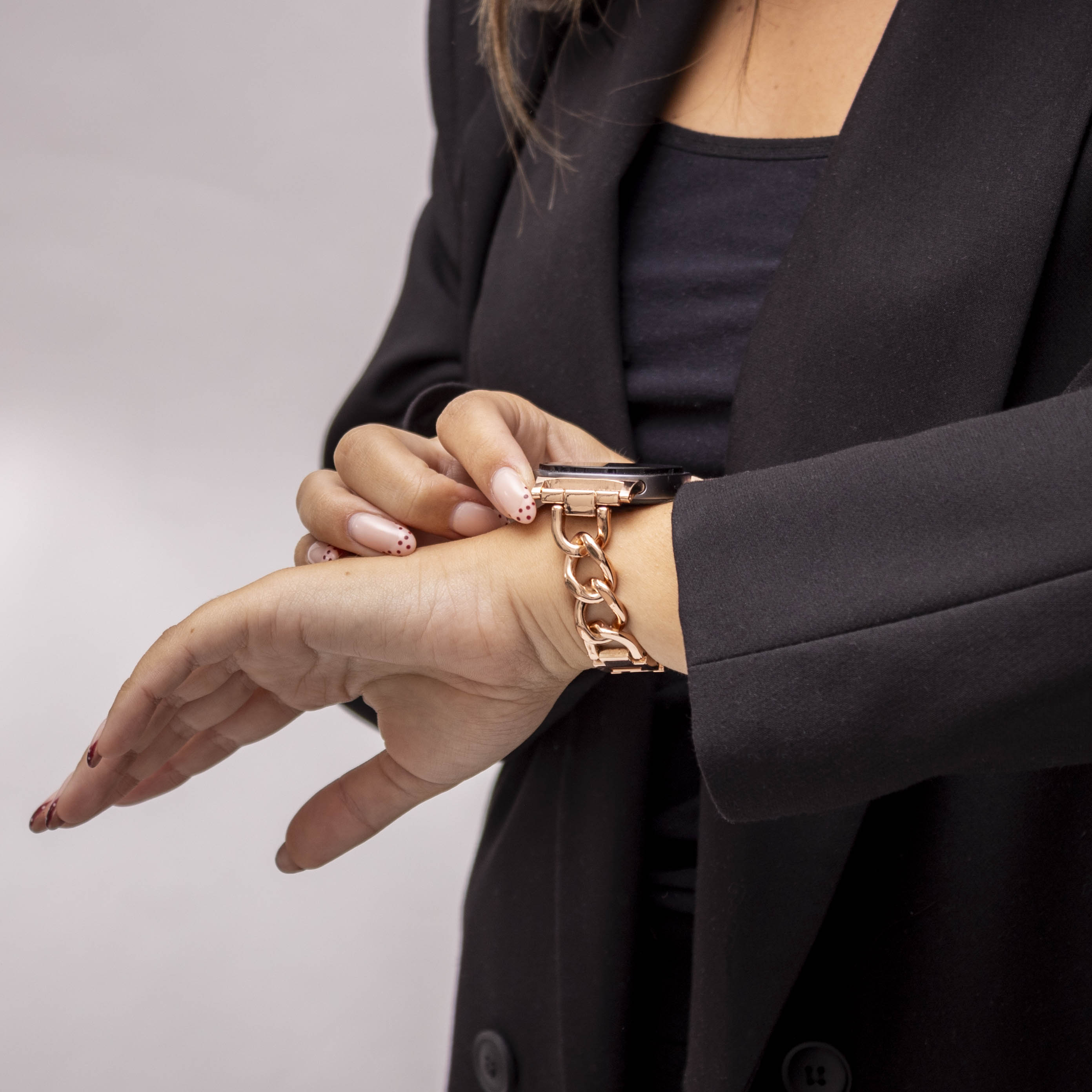 Correa acero cadena Samsung Galaxy Watch 8 Classic (rosa-dorado)