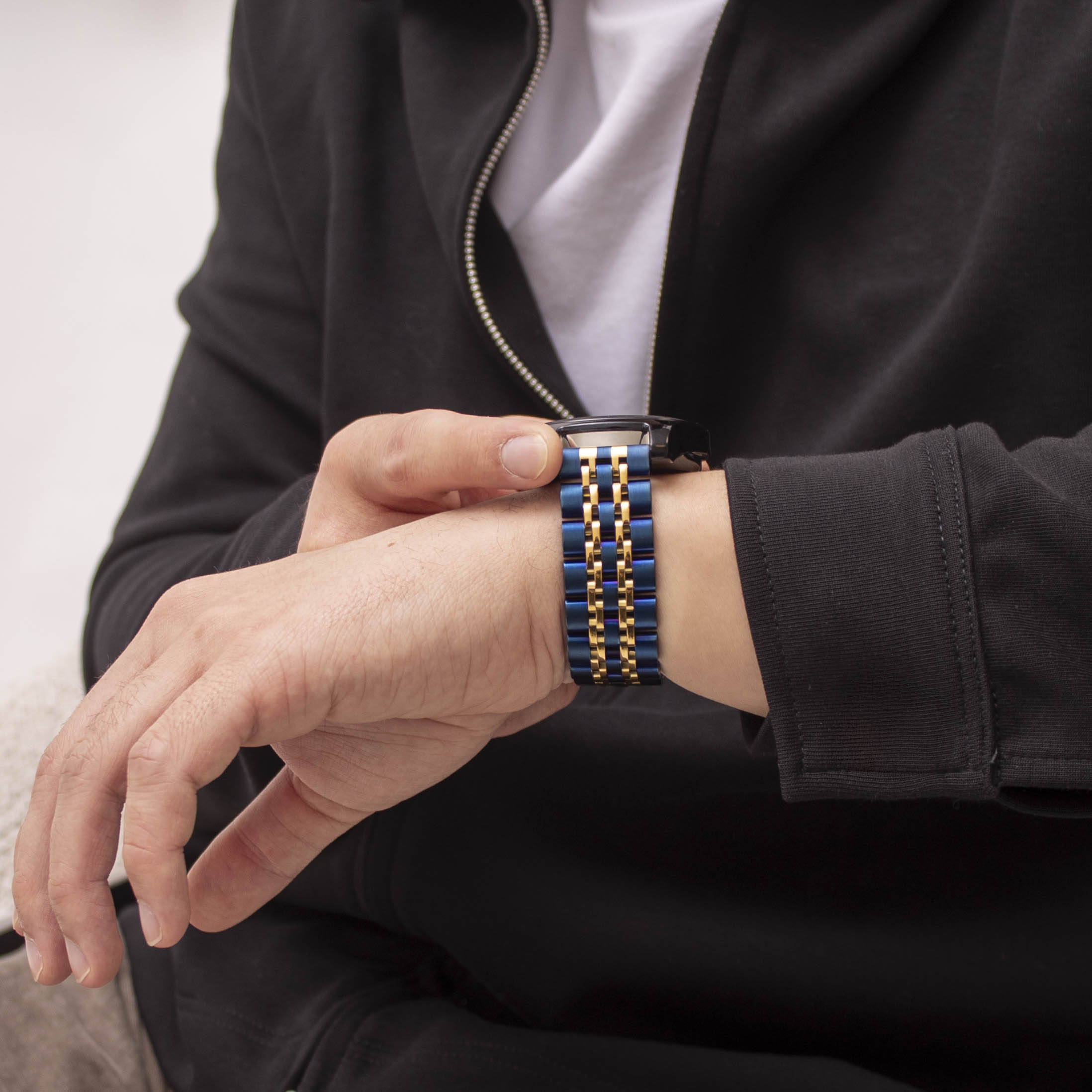 Correa de acero con establones Xiaomi Mi Watch (azul/oro)