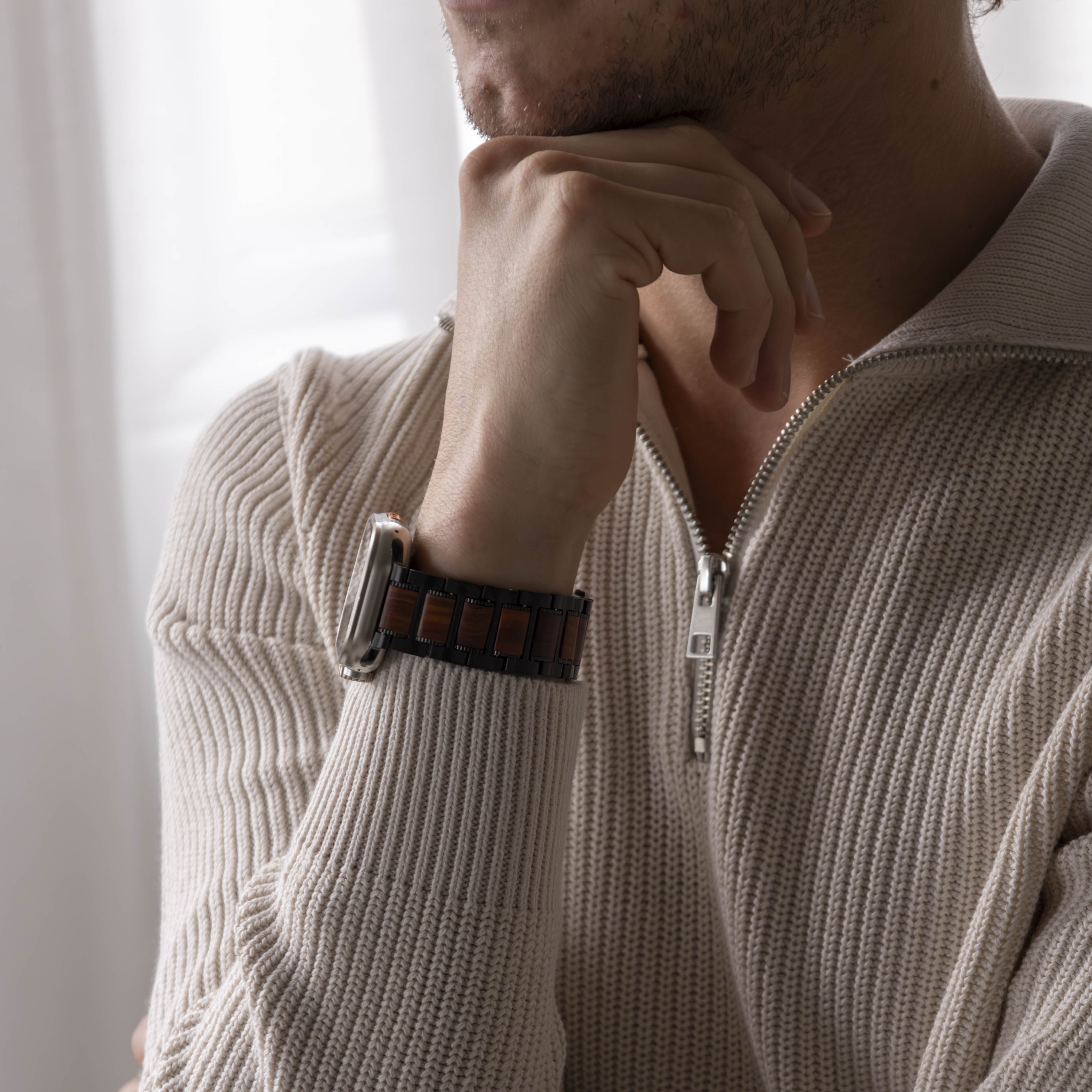 Correa acero/madera Apple Watch Ultra (negro/marrón)