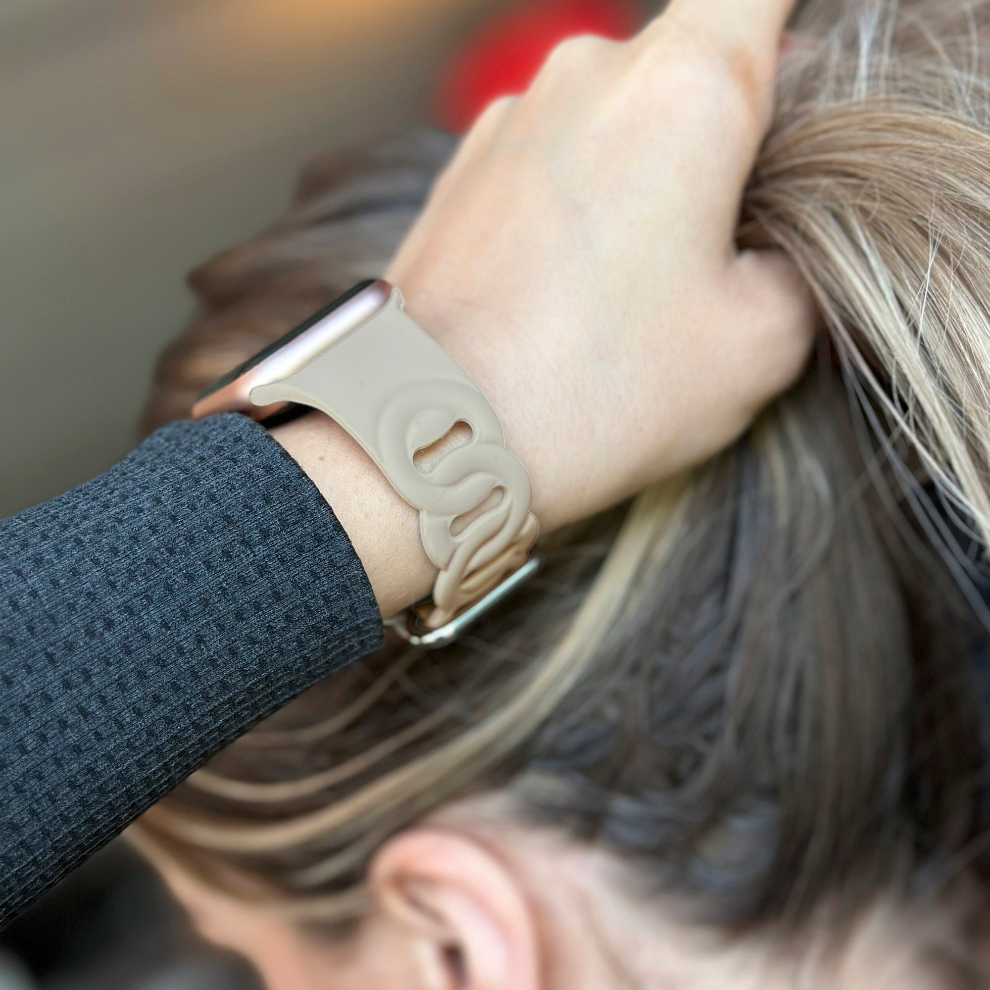 Correa silicona cadena Apple Watch (beige)