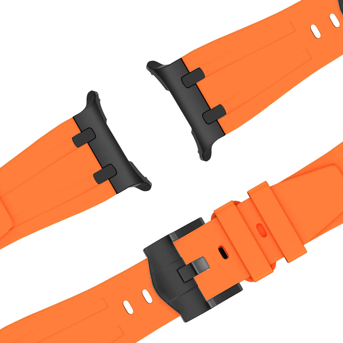 Silicone Strap 'Luxe Liquid', laid flat, separate parts, direct top view