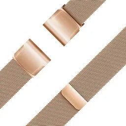 Milanese Loop Strap, rose gold, laid flat, separate parts, direct top view