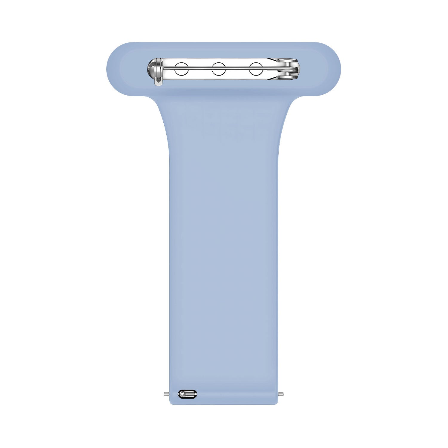 Silicone Nurse Fob, light blue, laid flat, separate parts, direct top view
