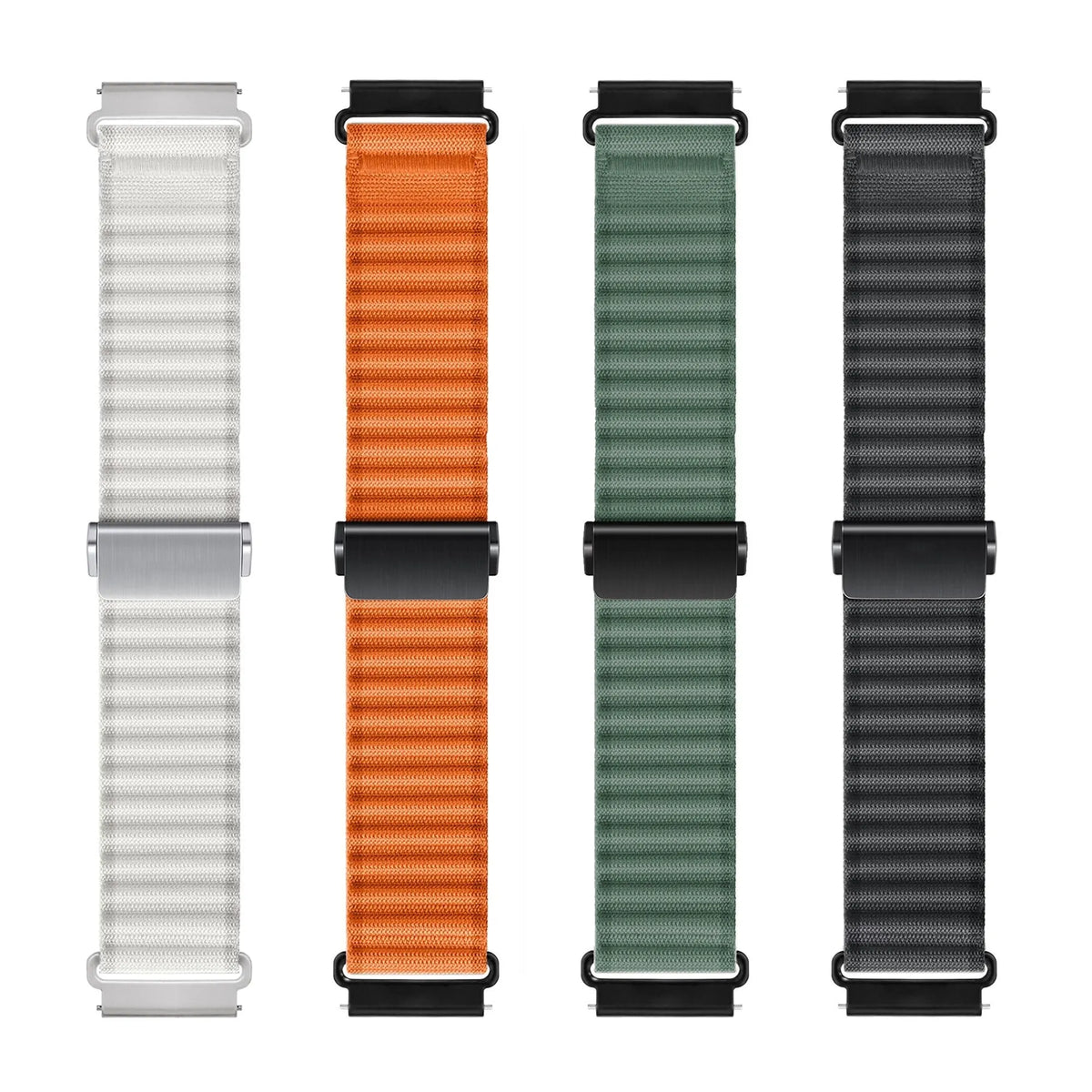Outdoor Nylon Strap, grey, laid flat, separate parts, direct top view